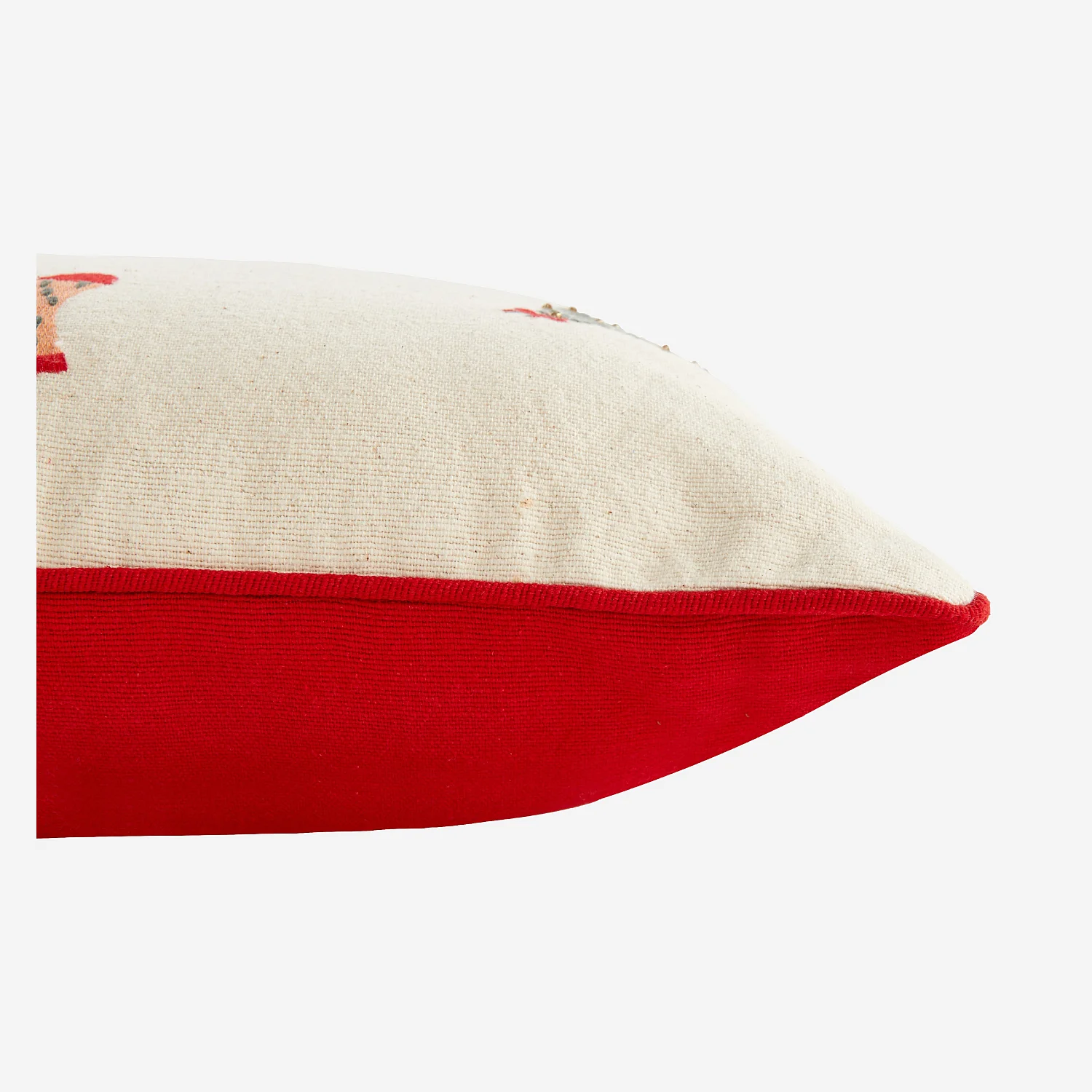 Coussin en coton - 45 x 45 cm - Rouge et Ecru à motifs - 6