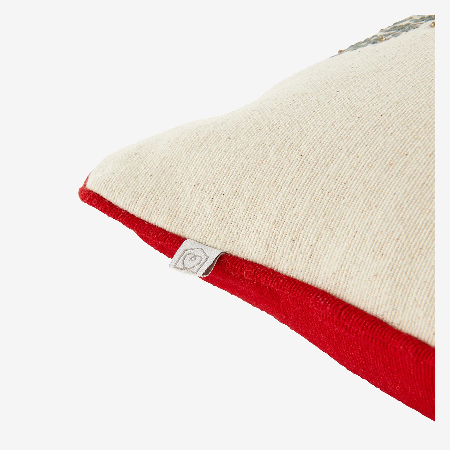 Coussin en coton - 45 x 45 cm - Rouge et Ecru à motifs - 5