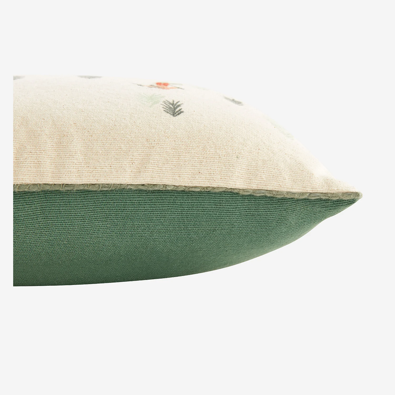 Coussin en coton - 45 x 45 cm - Vert et Ecru à motifs - 6