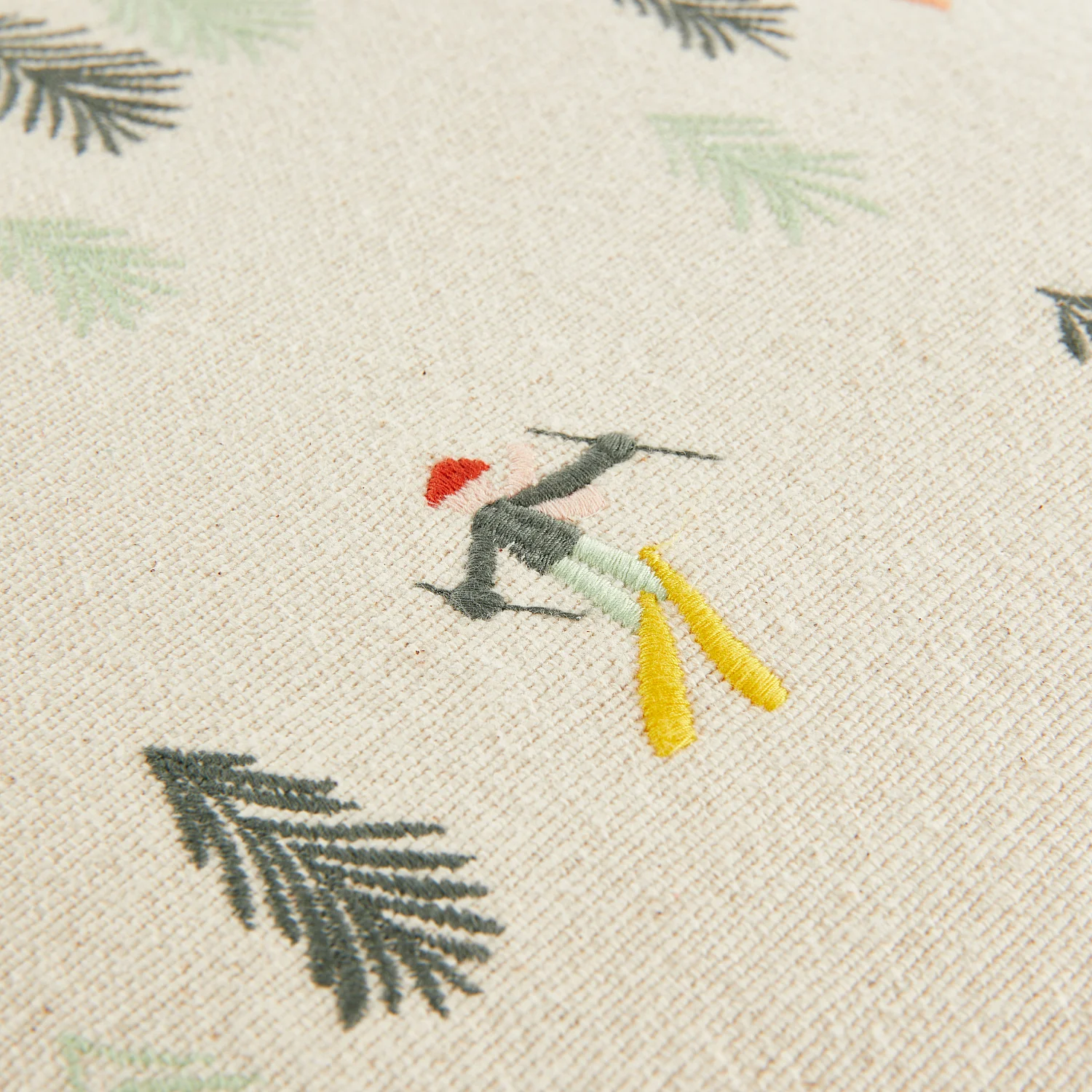 Cuscino in cotone - 45 x 45 cm - Verde e Écru con motivi - 4