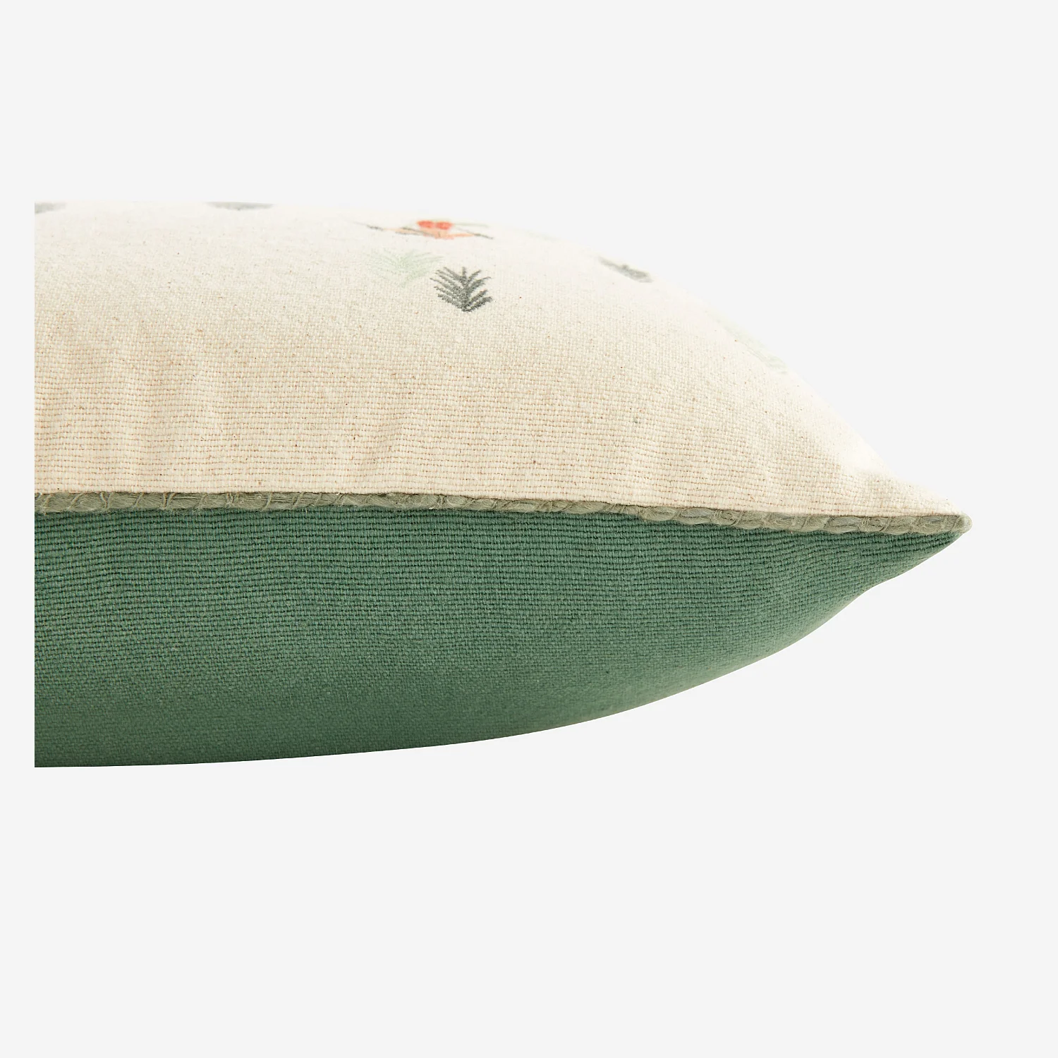 Cuscino in cotone - 45 x 45 cm - Verde e Écru con motivi - 6