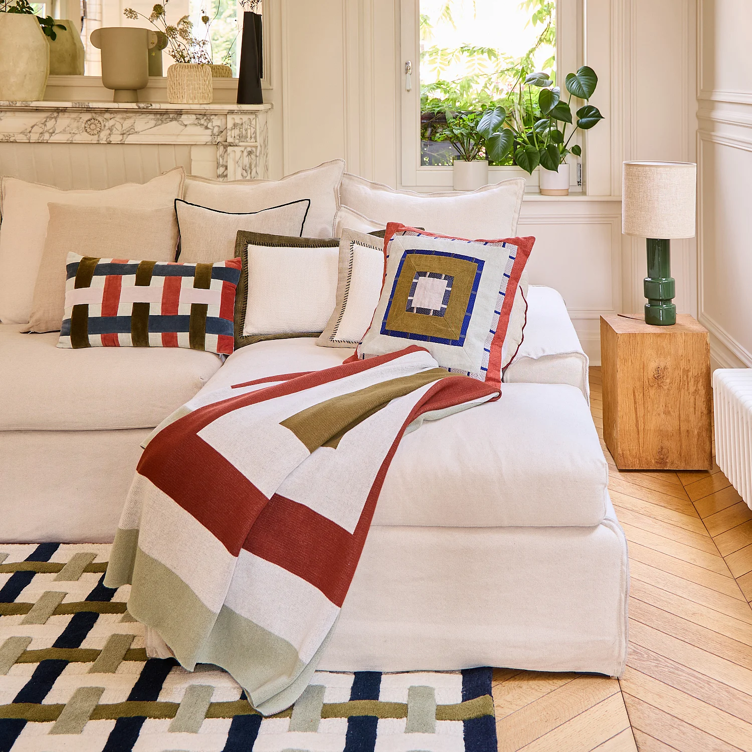Plaid en coton - 130 x 170 cm - Ecru et bronze - Design by Floriane Jacques - 1