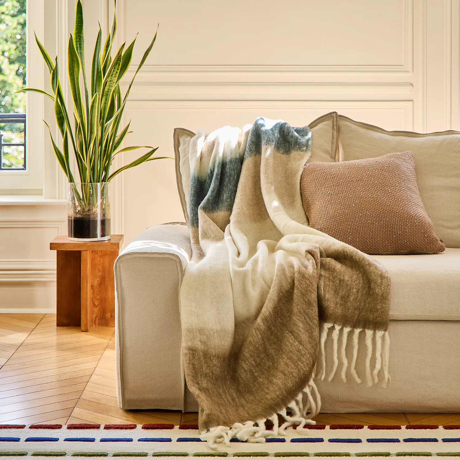 Plaid en laine - 130 x 170 cm - Bleu sarcelle - 3