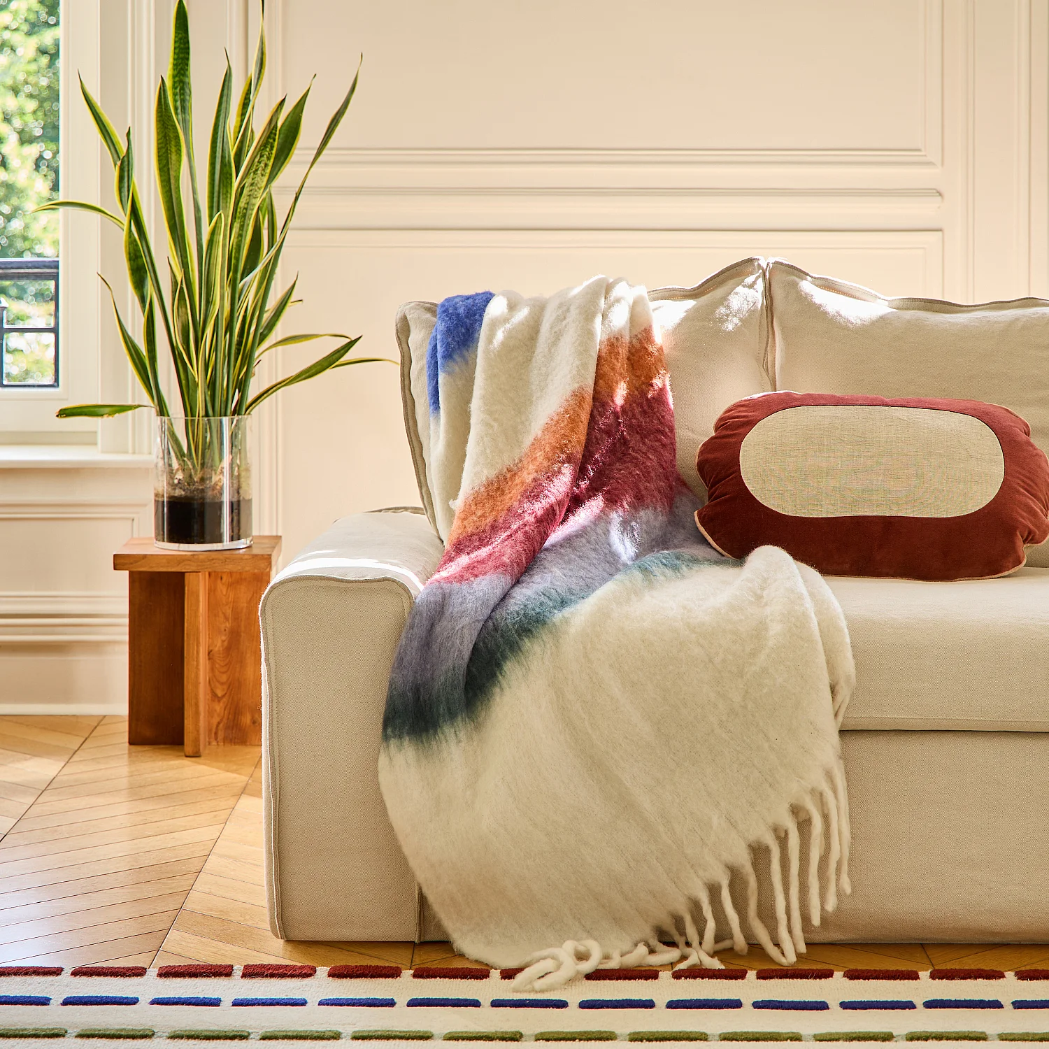 Plaid en laine - 130 x 170 cm - Bordeaux et lilas - 3