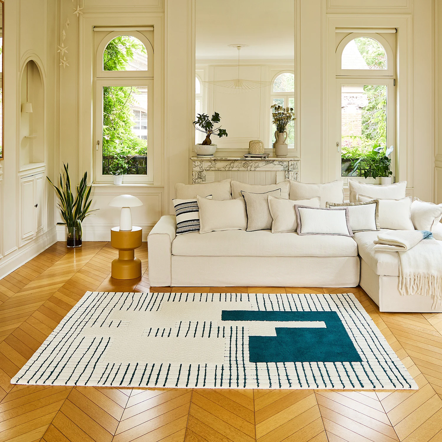 Wollteppich - 170 x 240 cm - Entenblau - Design by Floriane Jacques - 1