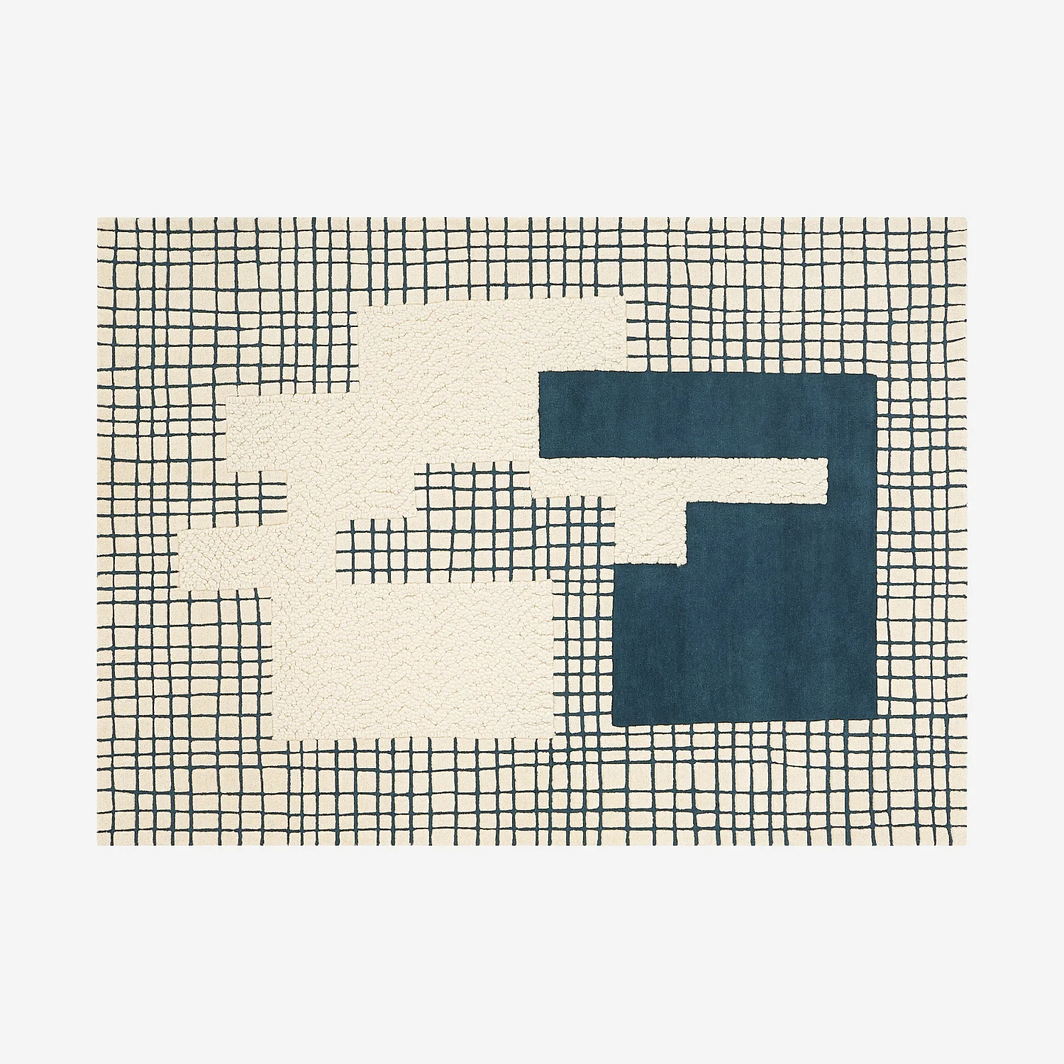 Alfombra de lana - 170 x 240 cm - Azul petróleo - Design by Floriane Jacques - 2