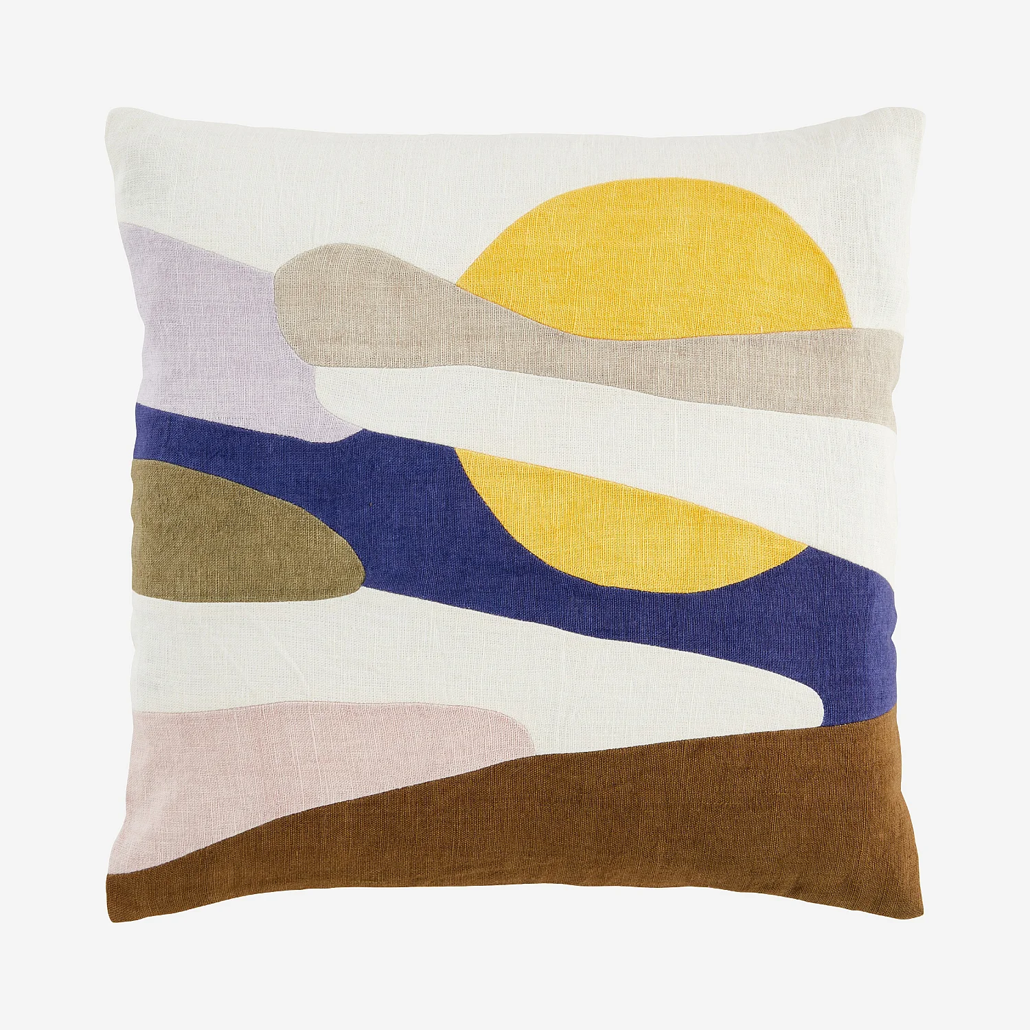 Cuscino in lino - 45 x 45 cm - Verde kaki e blu - Design by Floriane Jacques - 2