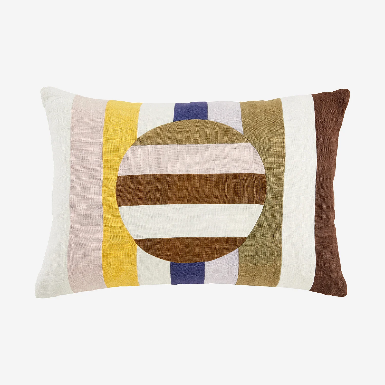 Coussin en lin - 30 x 60 cm - Rose et marron - Design by Floriane Jacques - 2