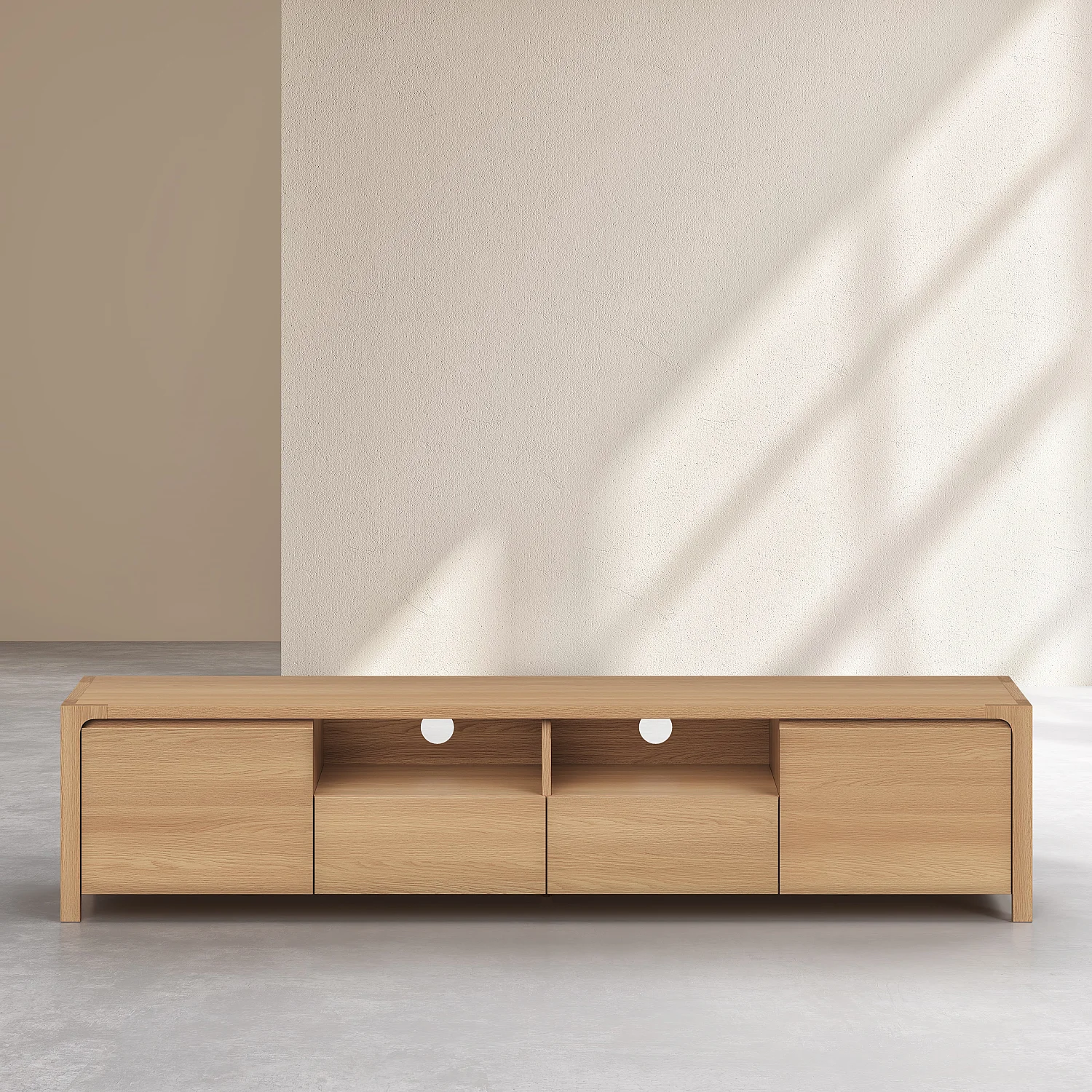 Meuble TV 2 portes 2 tiroirs en chêne - Naturel - Design by Hélèna Pille - 2