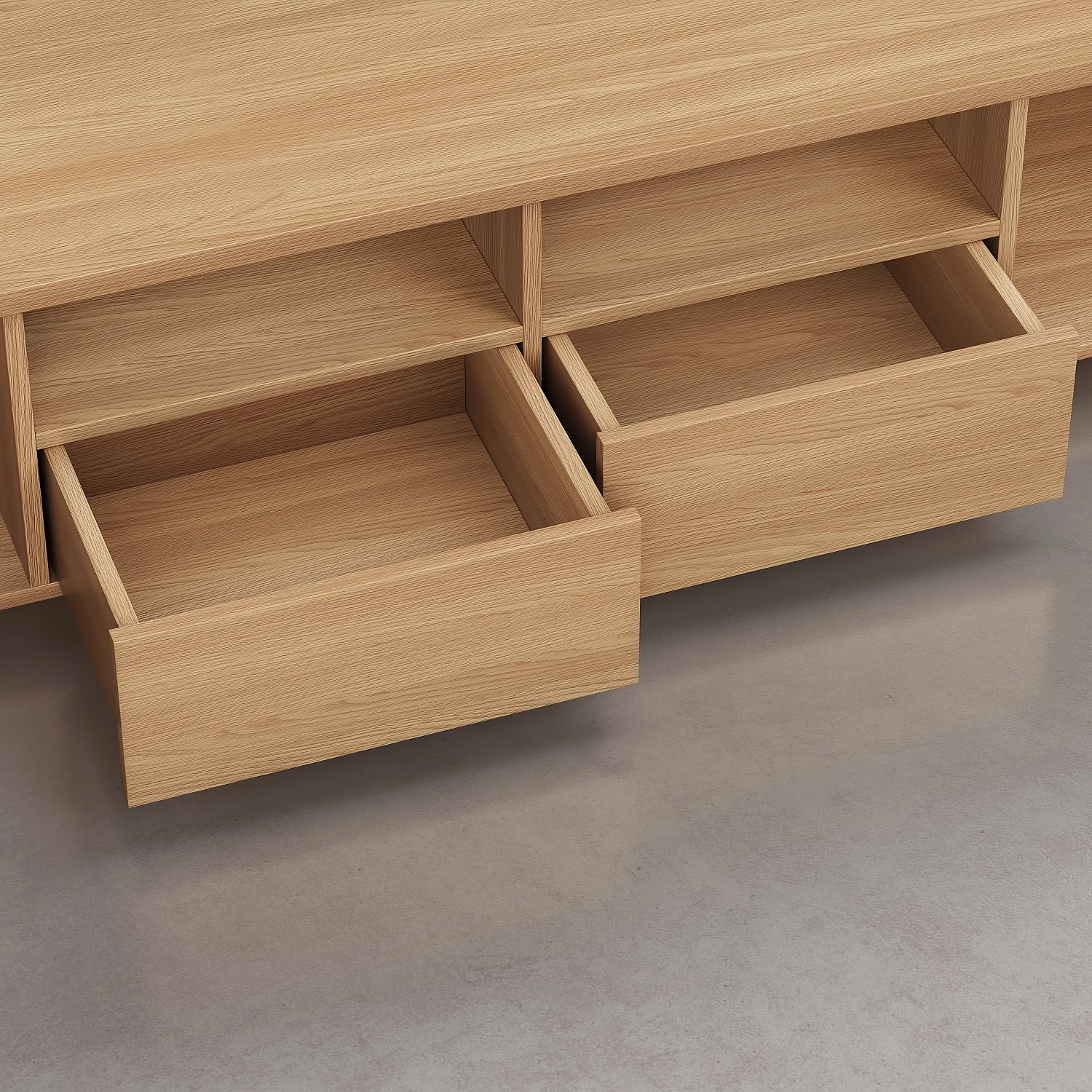 Meuble TV 2 portes 2 tiroirs en chêne - Naturel - Design by Hélèna Pille - 4