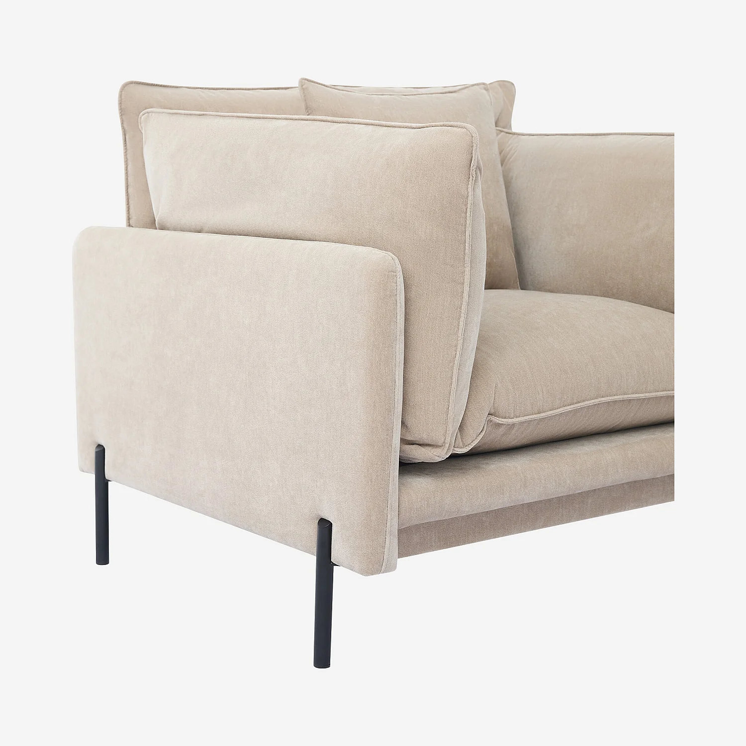 Ensemble canapé 3 places et fauteuil déhoussables en tissu garnis de plumes - Taupe - 2