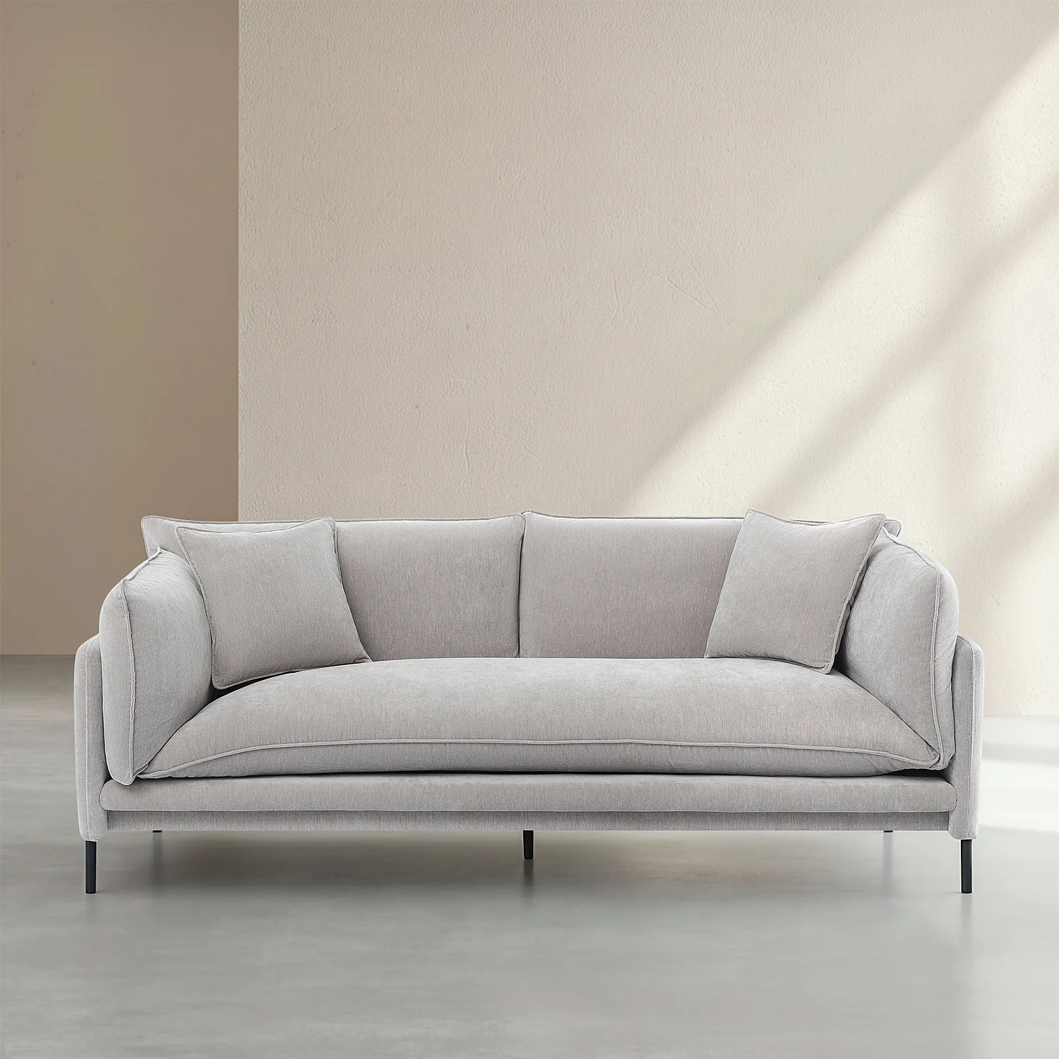 Ensemble canapé 3 places et fauteuil déhoussables en tissu garnis de plumes - Gris perle - 4
