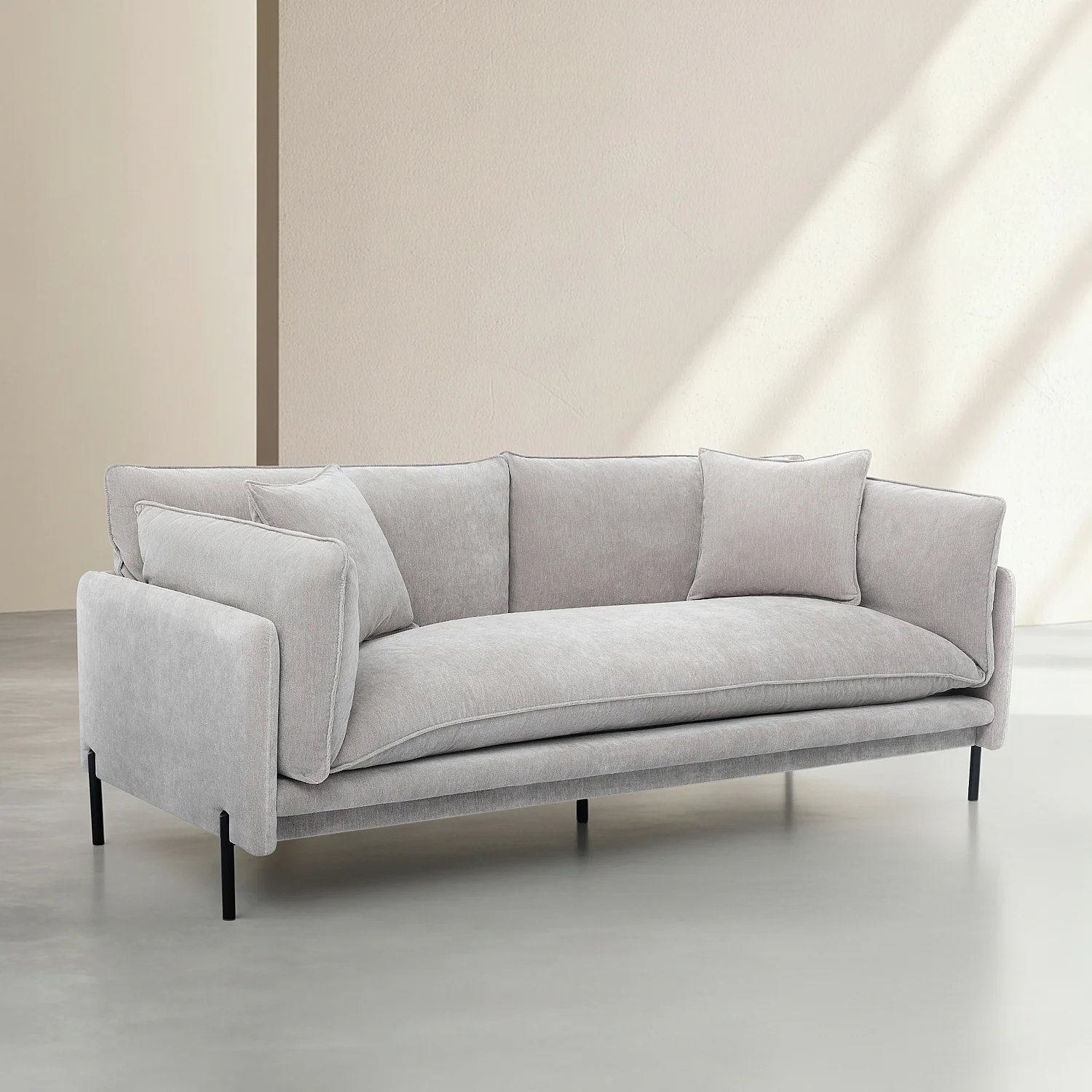 Ensemble canapé 3 places et fauteuil déhoussables en tissu garnis de plumes - Gris perle - 7