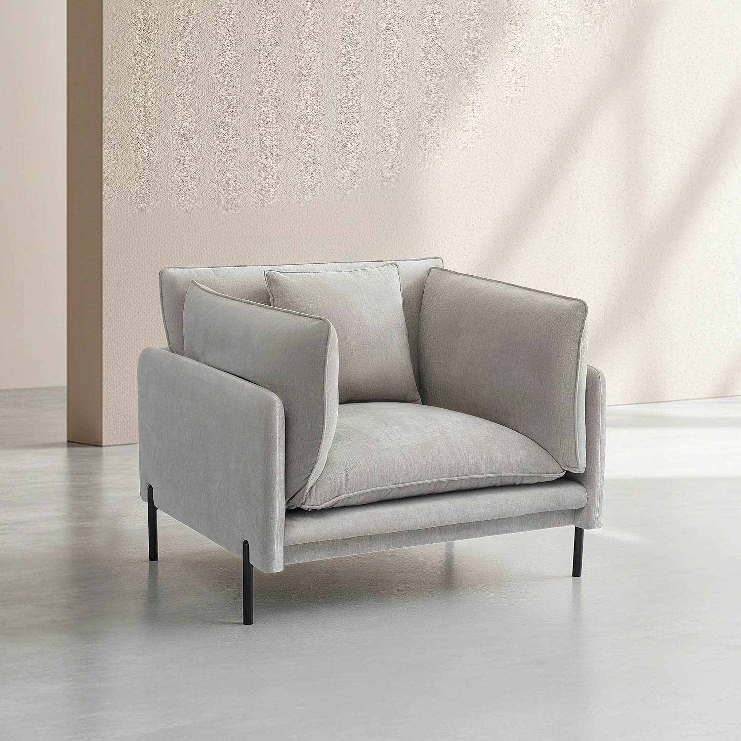 Ensemble canapé 3 places et fauteuil déhoussables en tissu garnis de plumes - Gris perle - 8