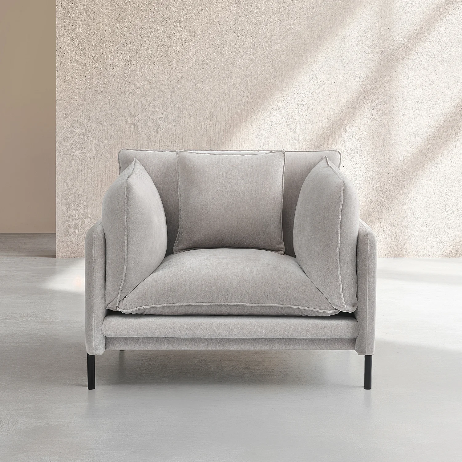 Ensemble canapé 3 places et fauteuil déhoussables en tissu garnis de plumes - Gris perle - 5