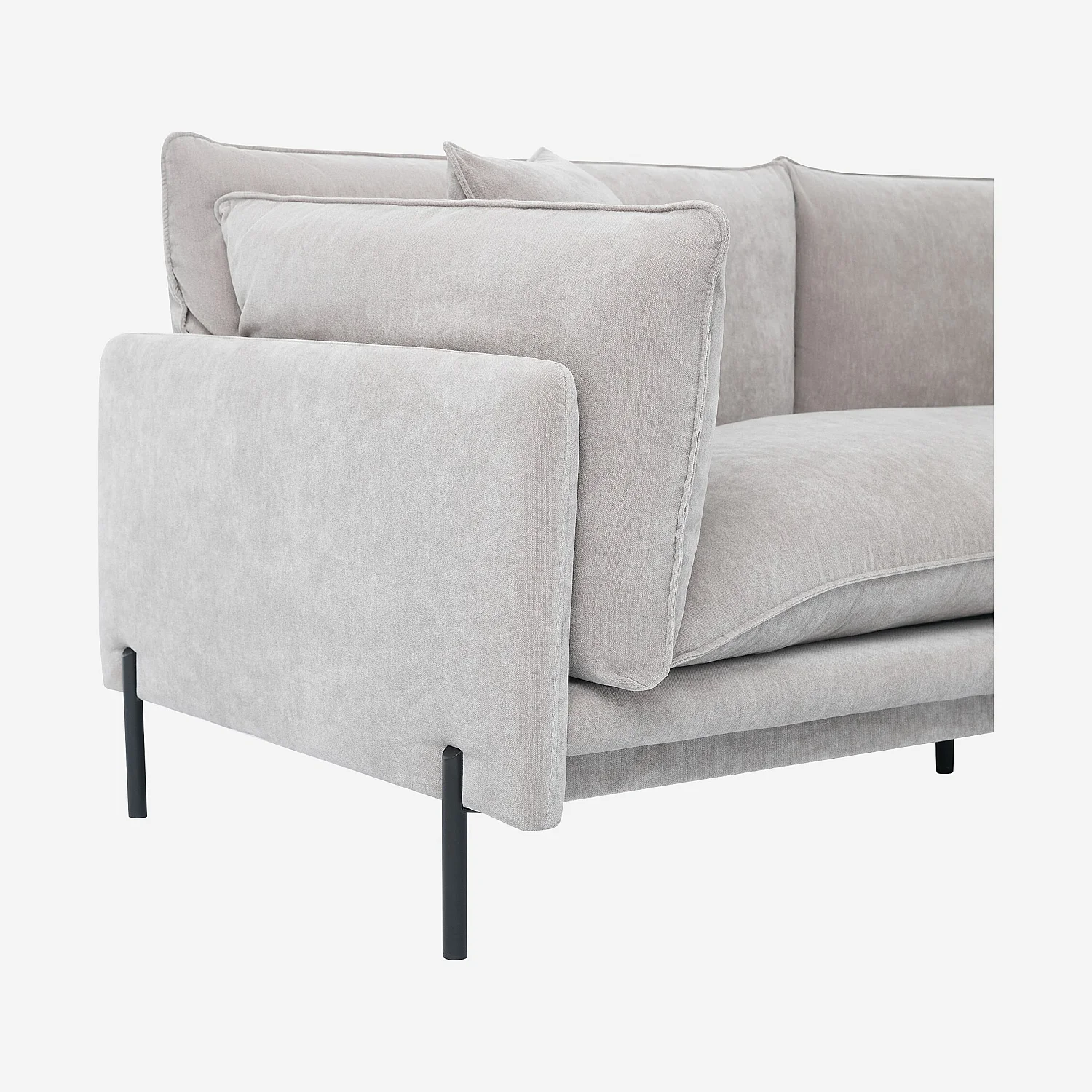 Ensemble canapé 3 places et fauteuil déhoussables en tissu garnis de plumes - Gris perle - 2