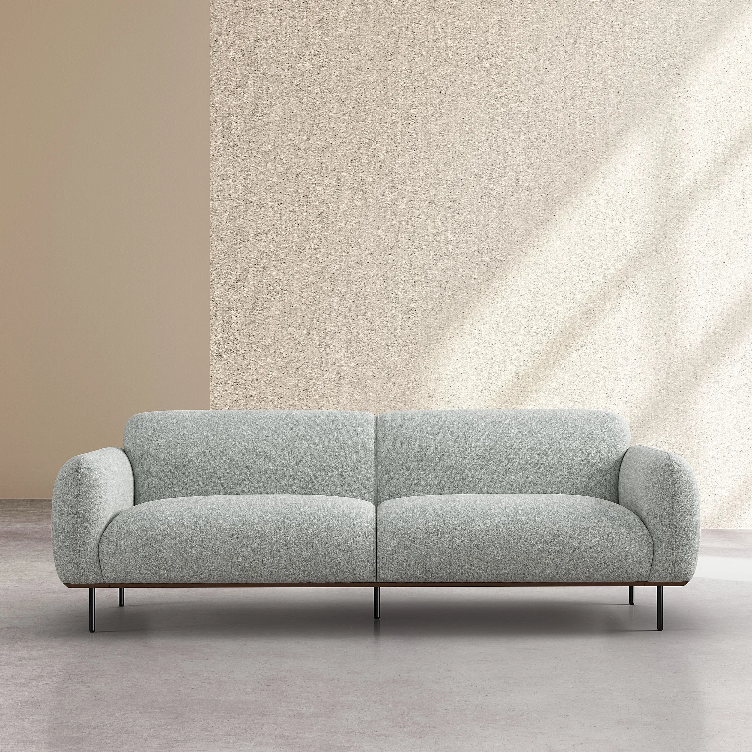 Set divano 3 posti e poltrona in tessuto - Grigio melange - 4