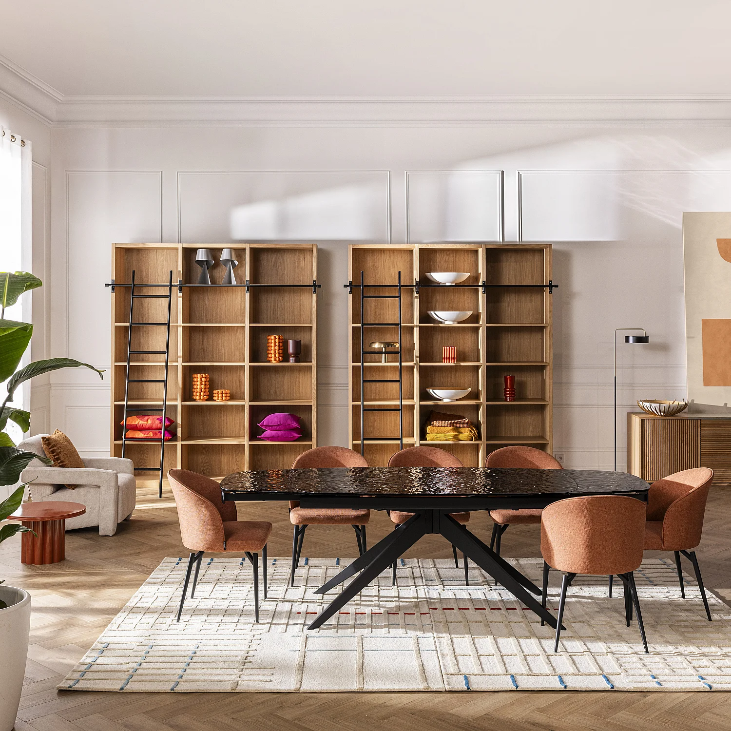 Set van 2 stoelen van stof en metaal - Mosterdgeel - 6