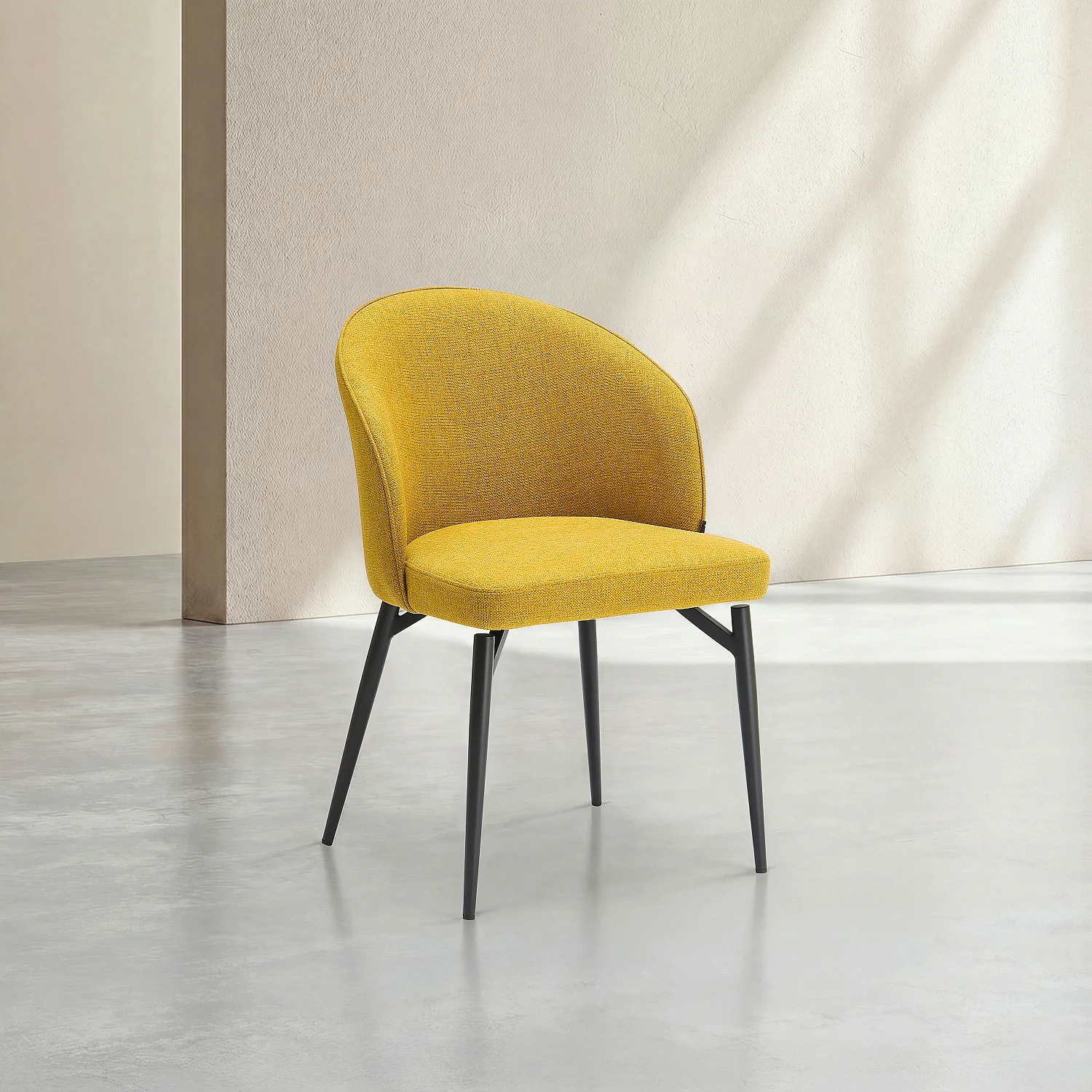 Stuhl 2er-Set - Stoff und Metall- Senfgelb - 5