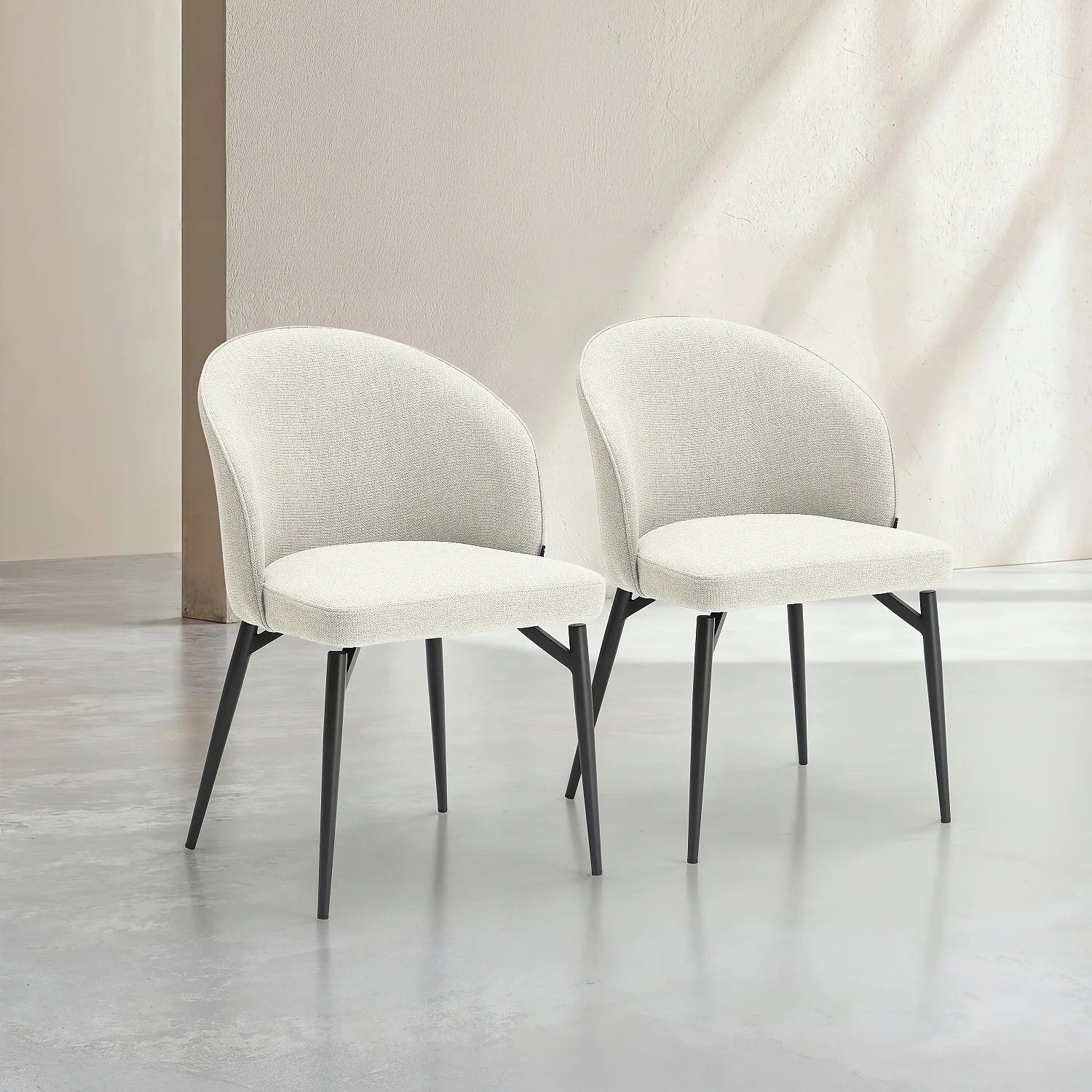 Set van 2 stoelen van stof en metaal - Beige - 1