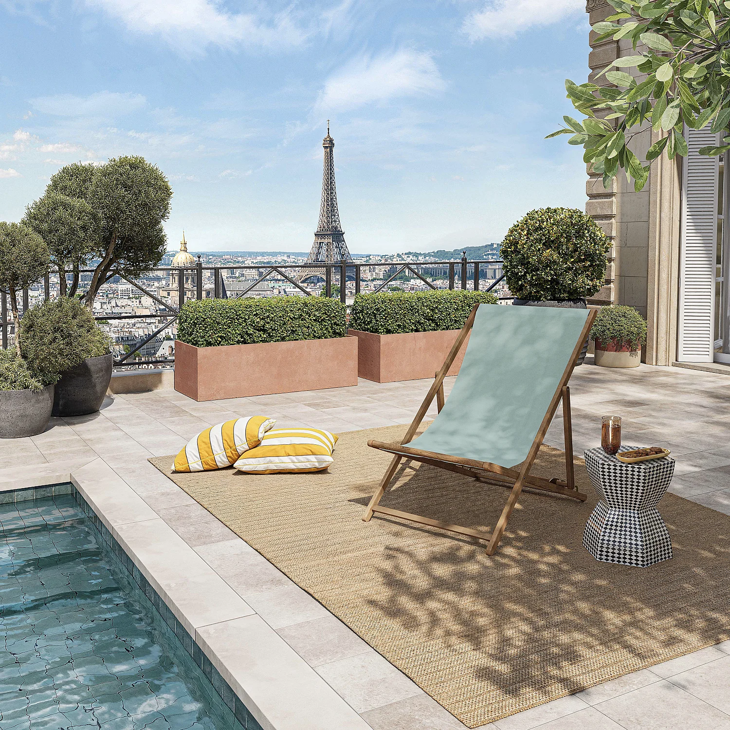 Segeltuch-Bezug aus Baumwolle für Liegestuhl - Seladongrün (Stuhl separat erhältlich) - 1