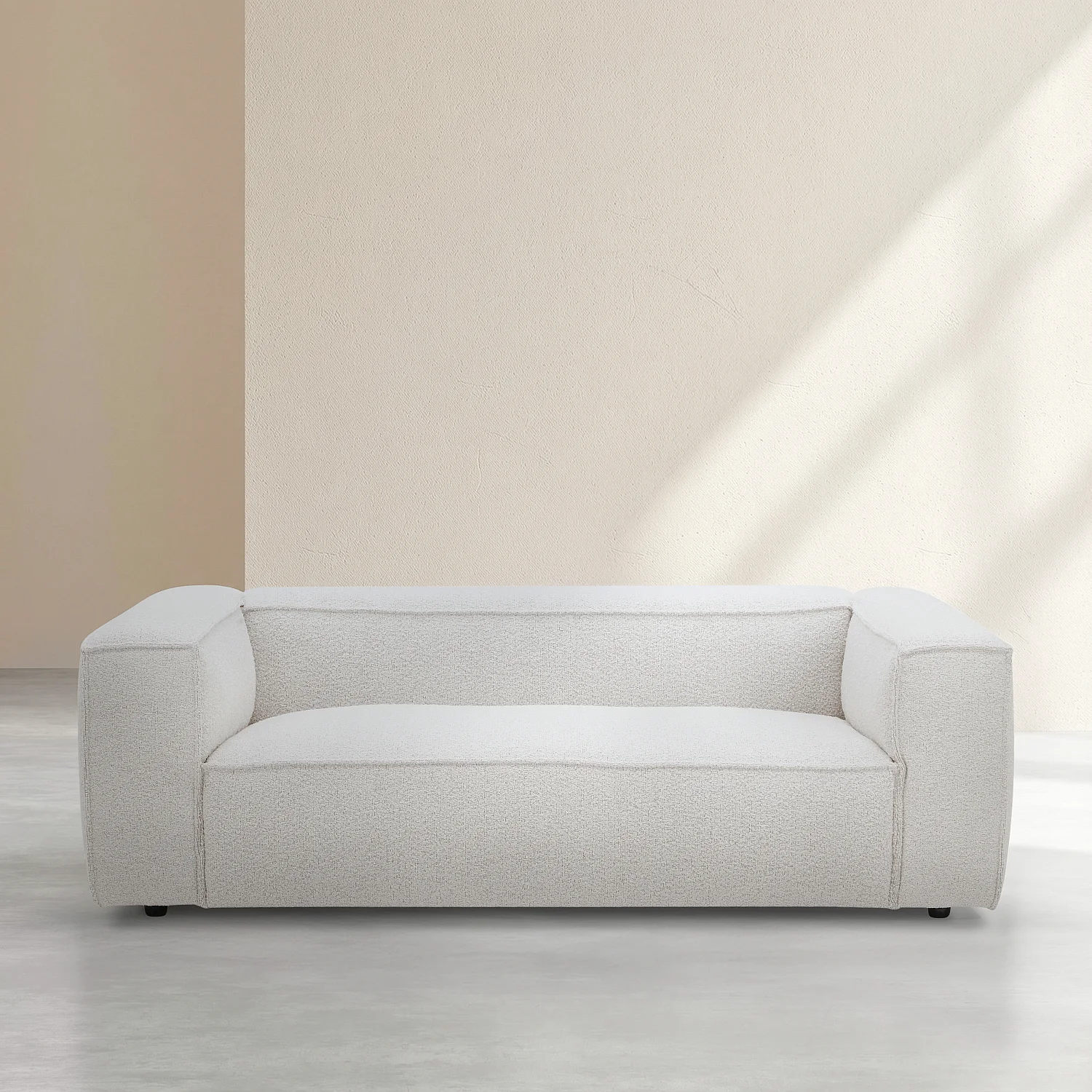 Divano 2 posti in tessuto bouclé - Beige melange - 2