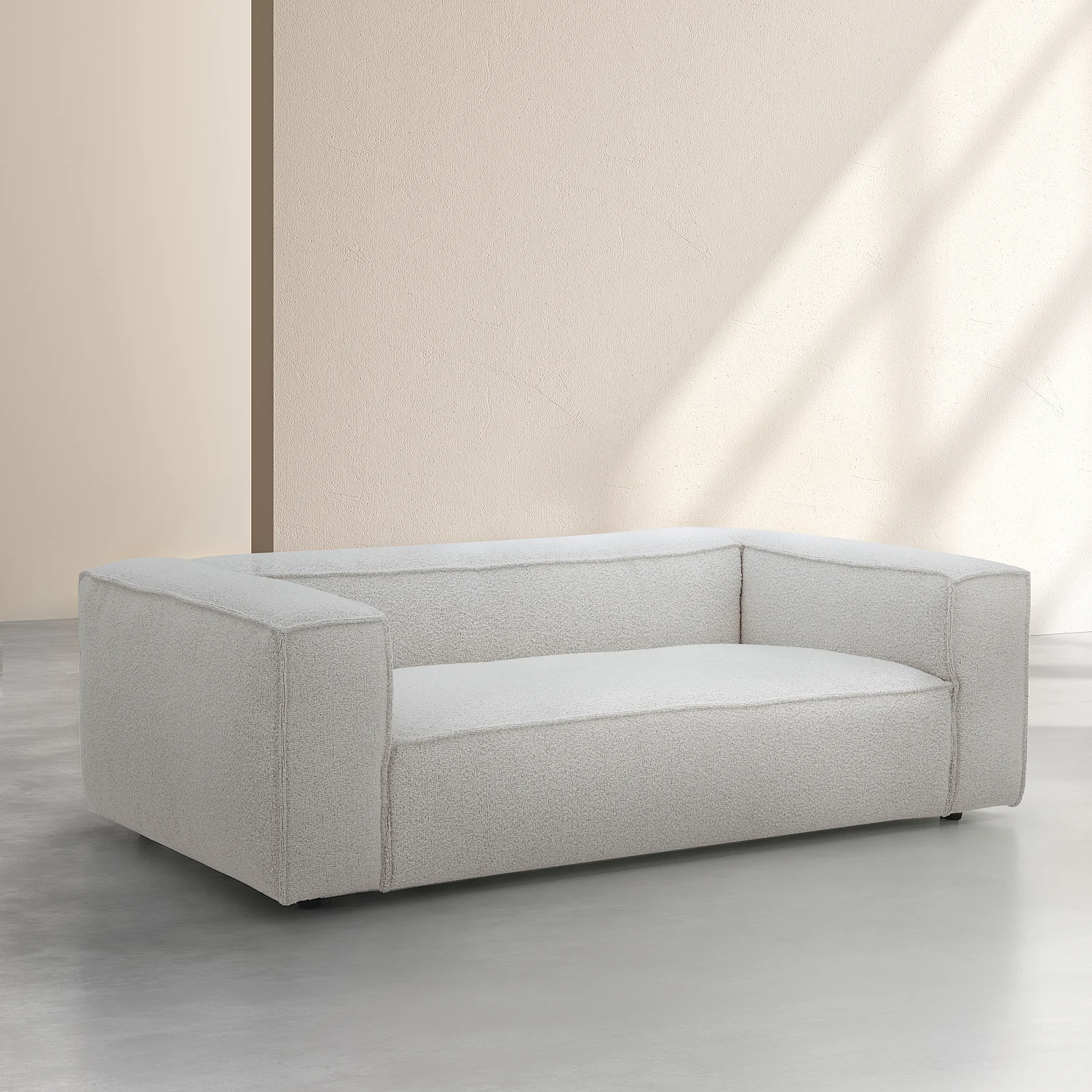 Divano 2 posti in tessuto bouclé - Beige melange - 4