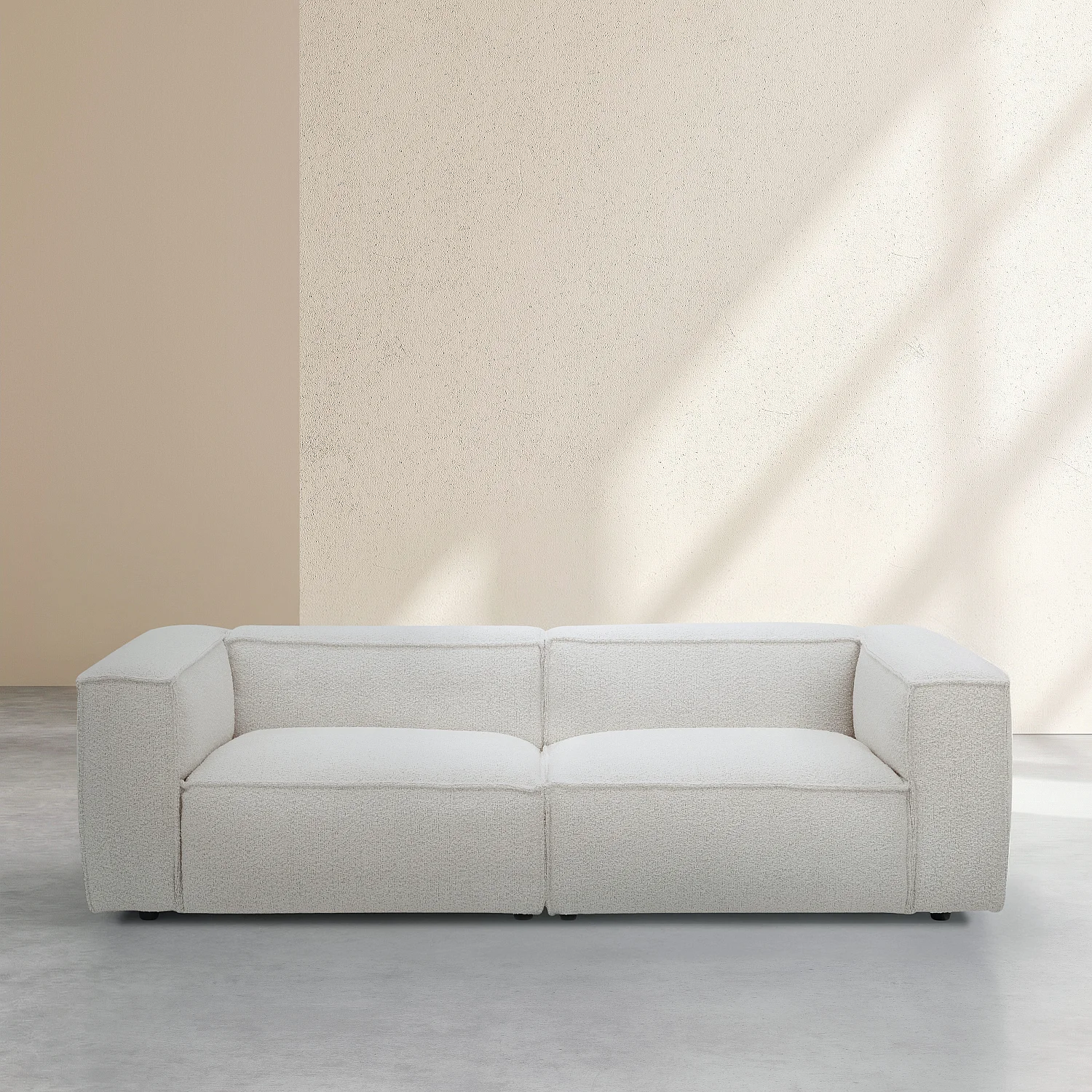 3-zitsbank van bouclé stof - Beige gemêleerd - 1