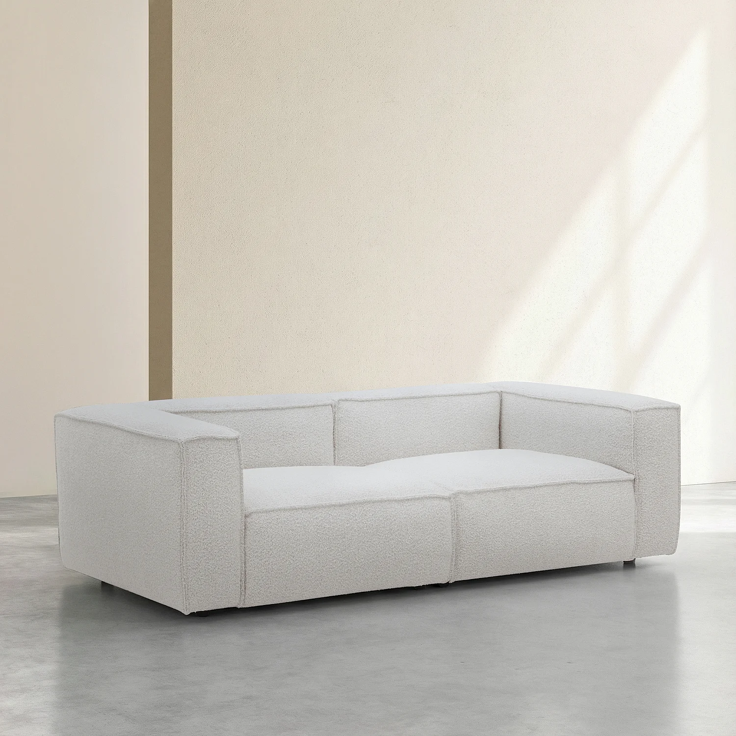 3-zitsbank van bouclé stof - Beige gemêleerd - 3