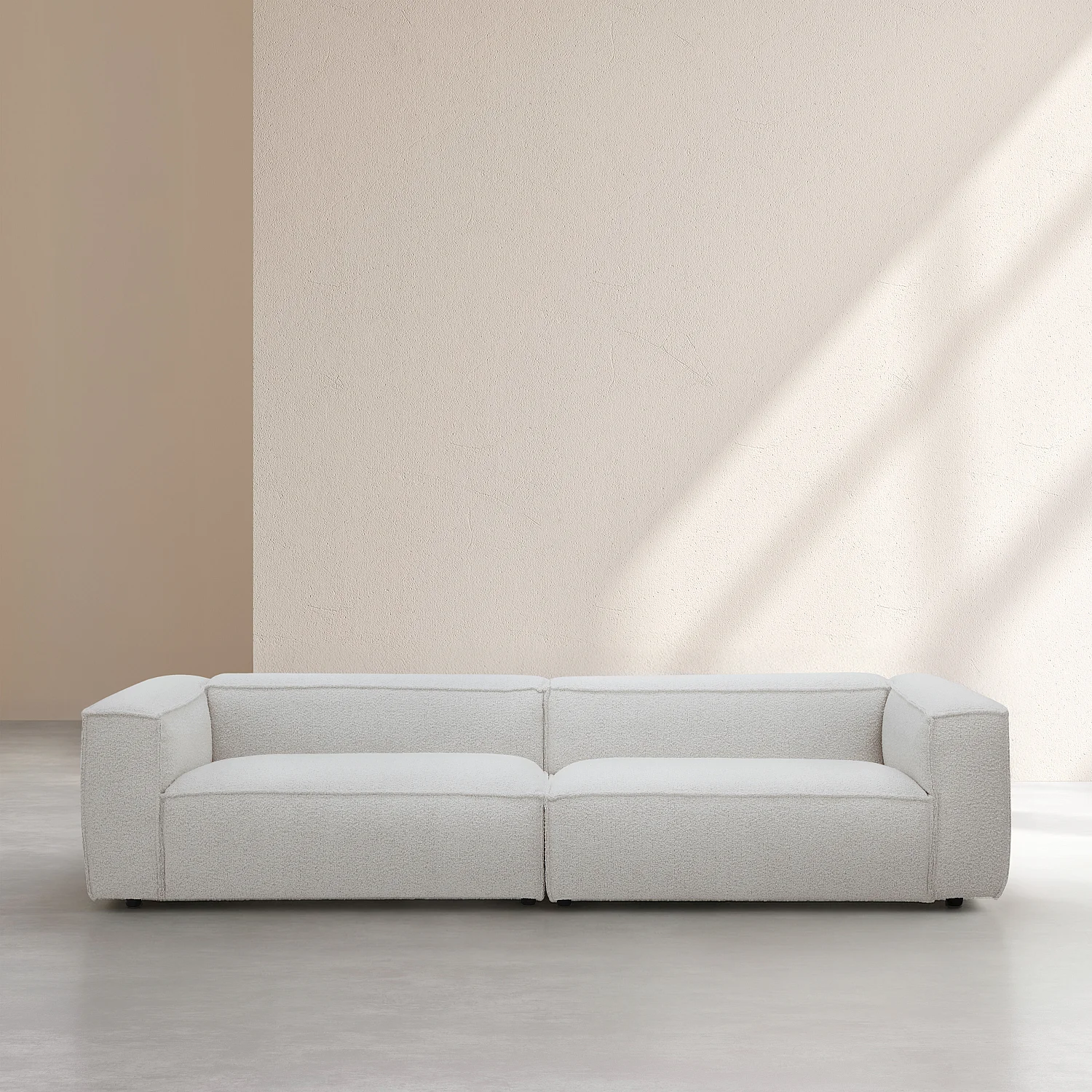 Sofá 4 plazas de tejido bouclé - Beige jaspeado - 1