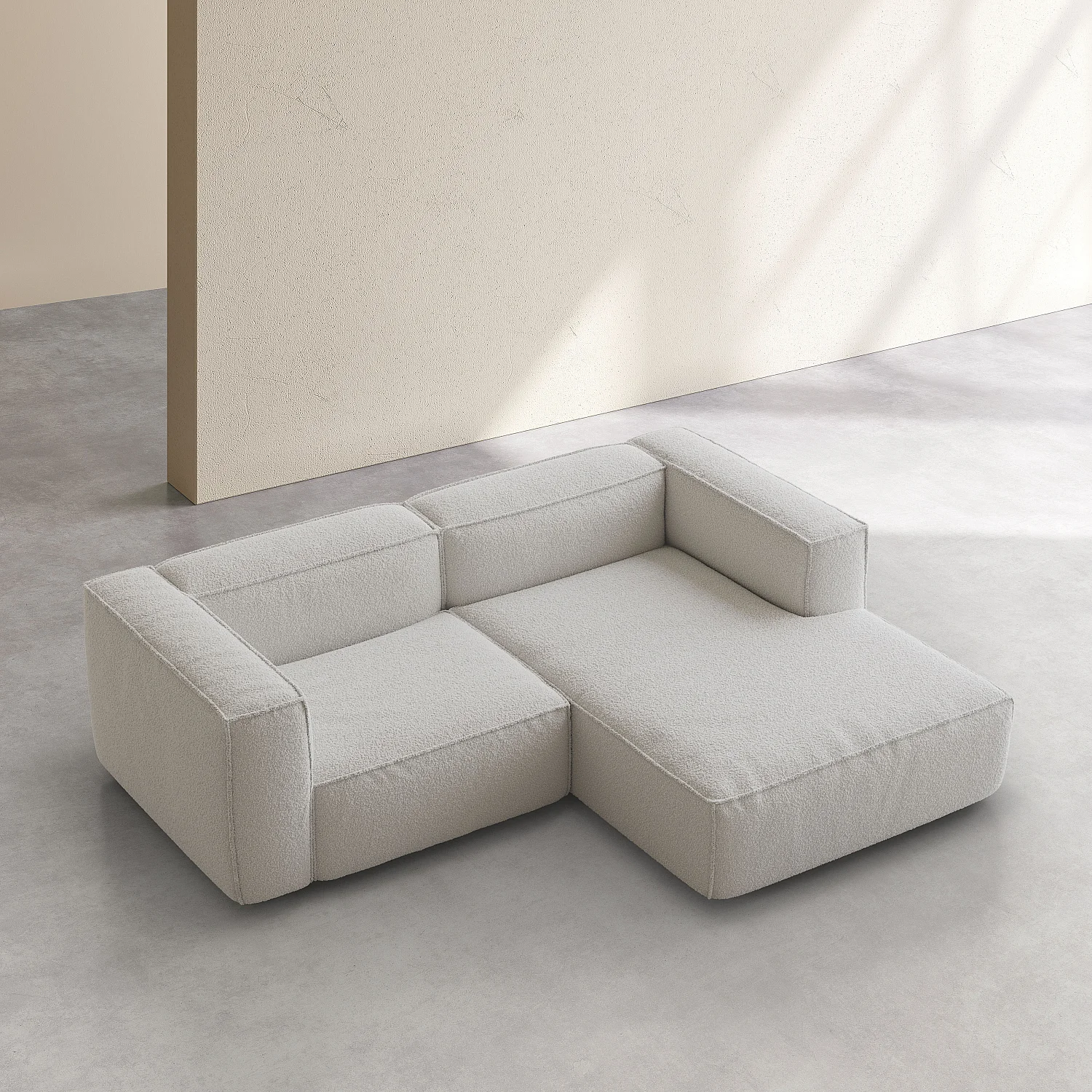 Divano angolare destro in tessuto bouclé - Beige melange - 8