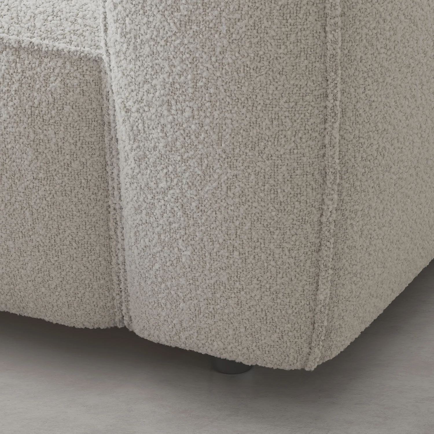 Canapé d'angle gauche en tissu bouclette - Beige mélangé - 7