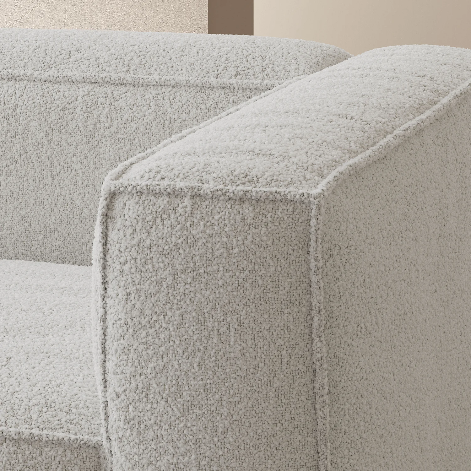 Divano angolare sinistro in tessuto bouclé - Beige melange - 4