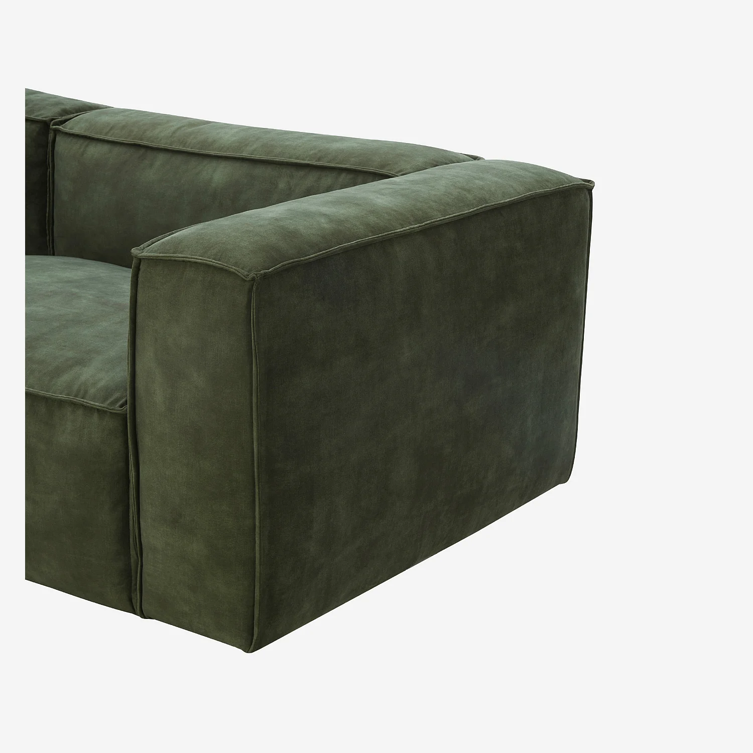 Canapé d'angle gauche en velours - Vert kaki - 2