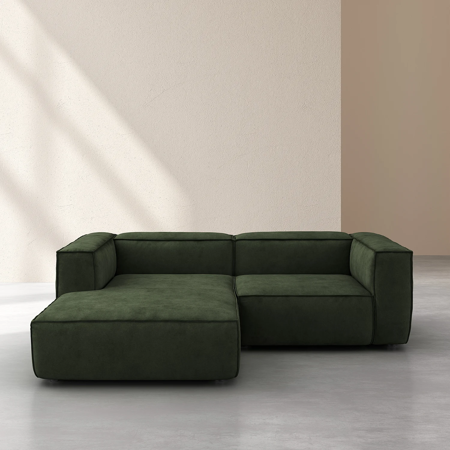 Divano angolare sinistro in velluto - Verde kaki - 4