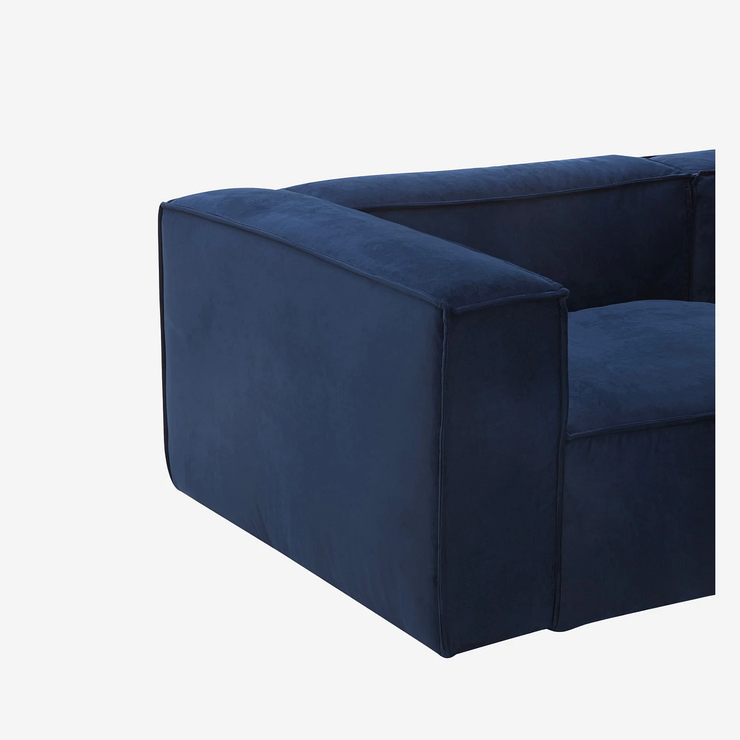 Canapé d'angle droit en velours - Bleu marine - 2