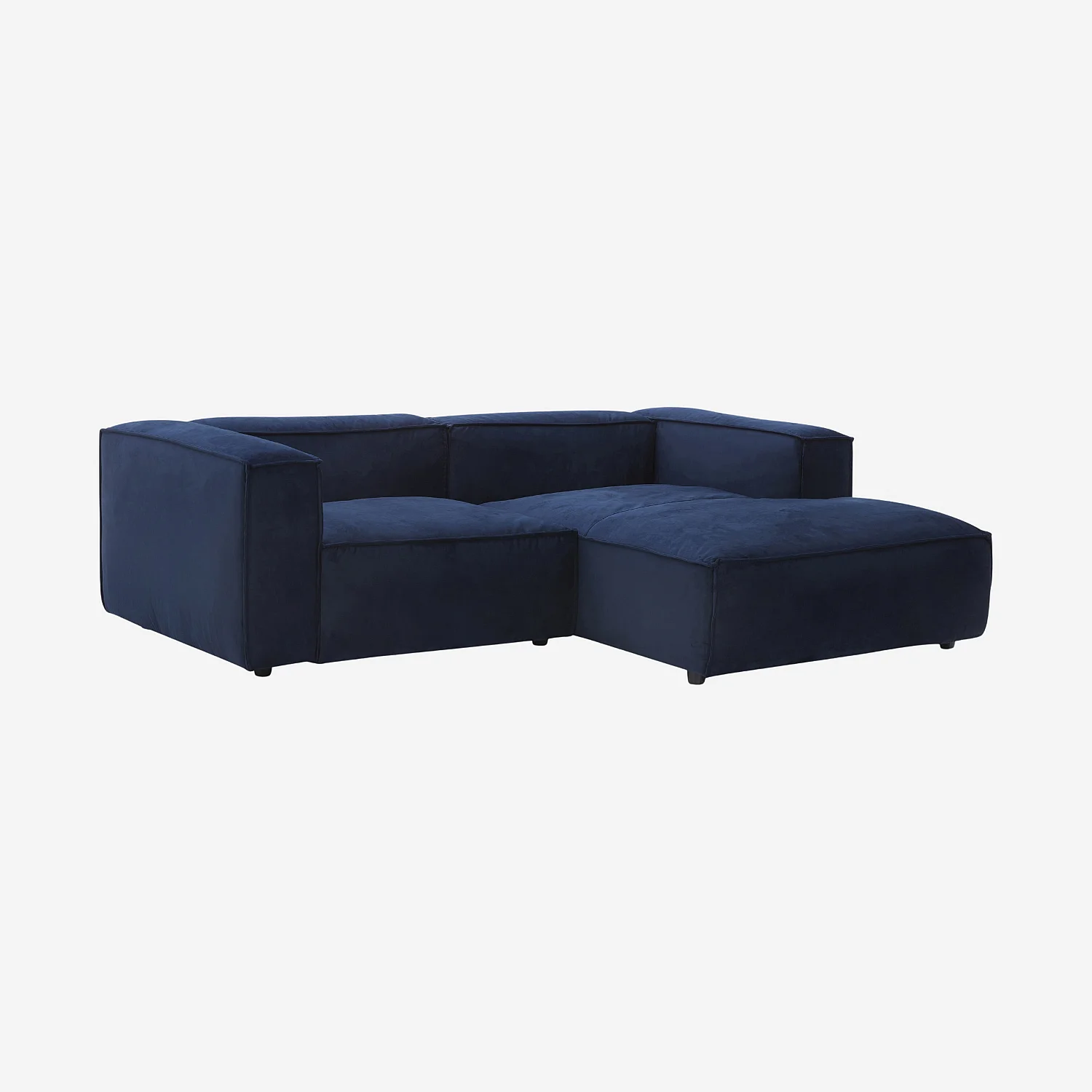 Canapé d'angle droit en velours - Bleu marine - 3