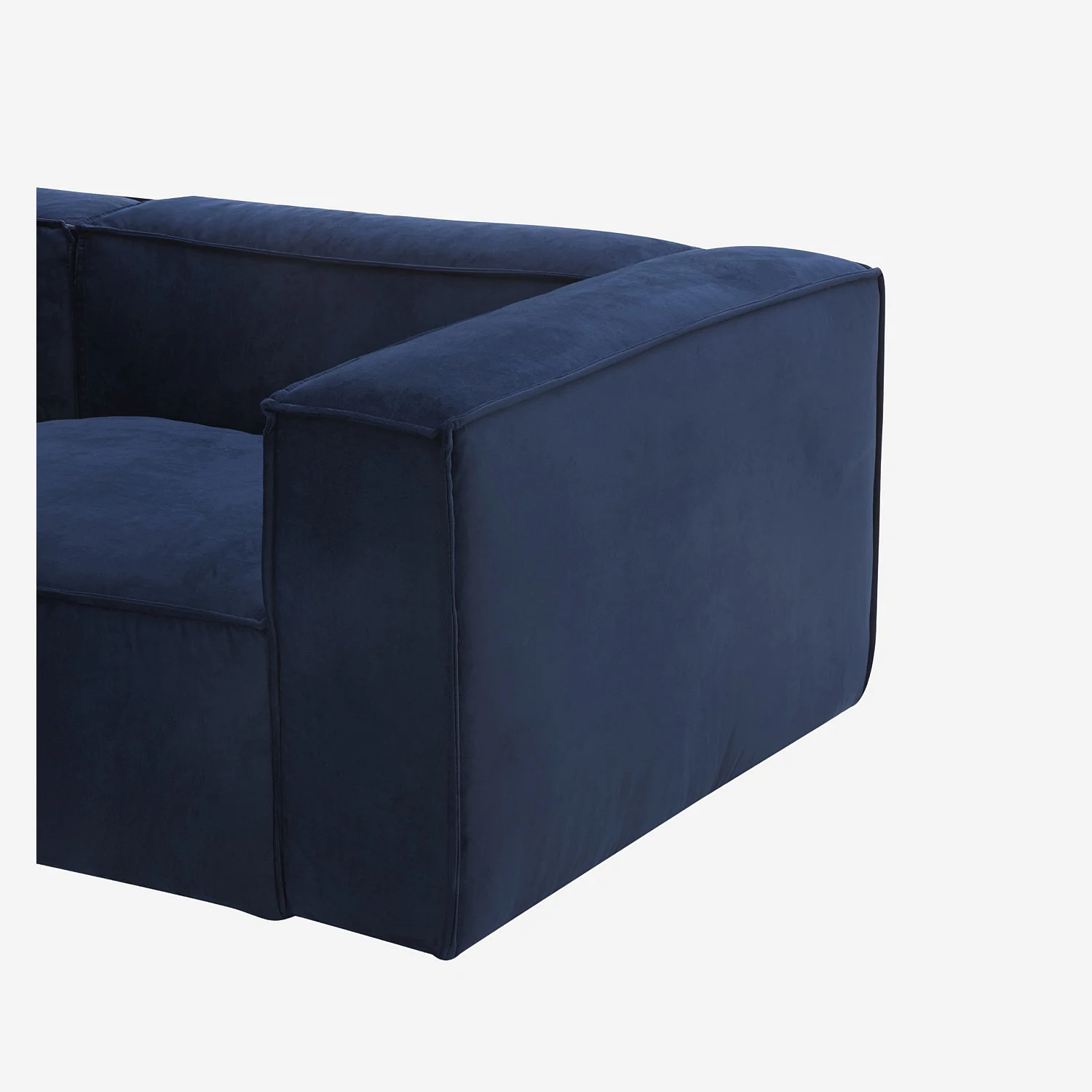 Canapé d'angle gauche en velours - Bleu marine - 2