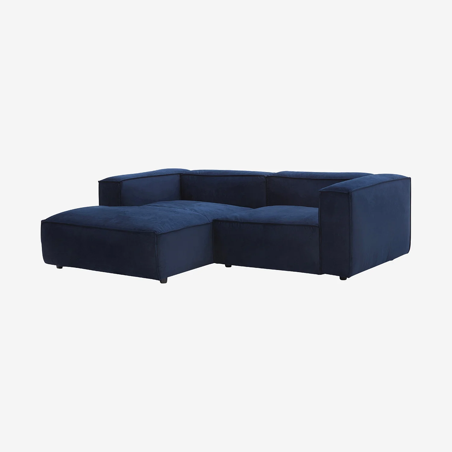 Divano angolare sinistro in velluto - Blu marino - 3