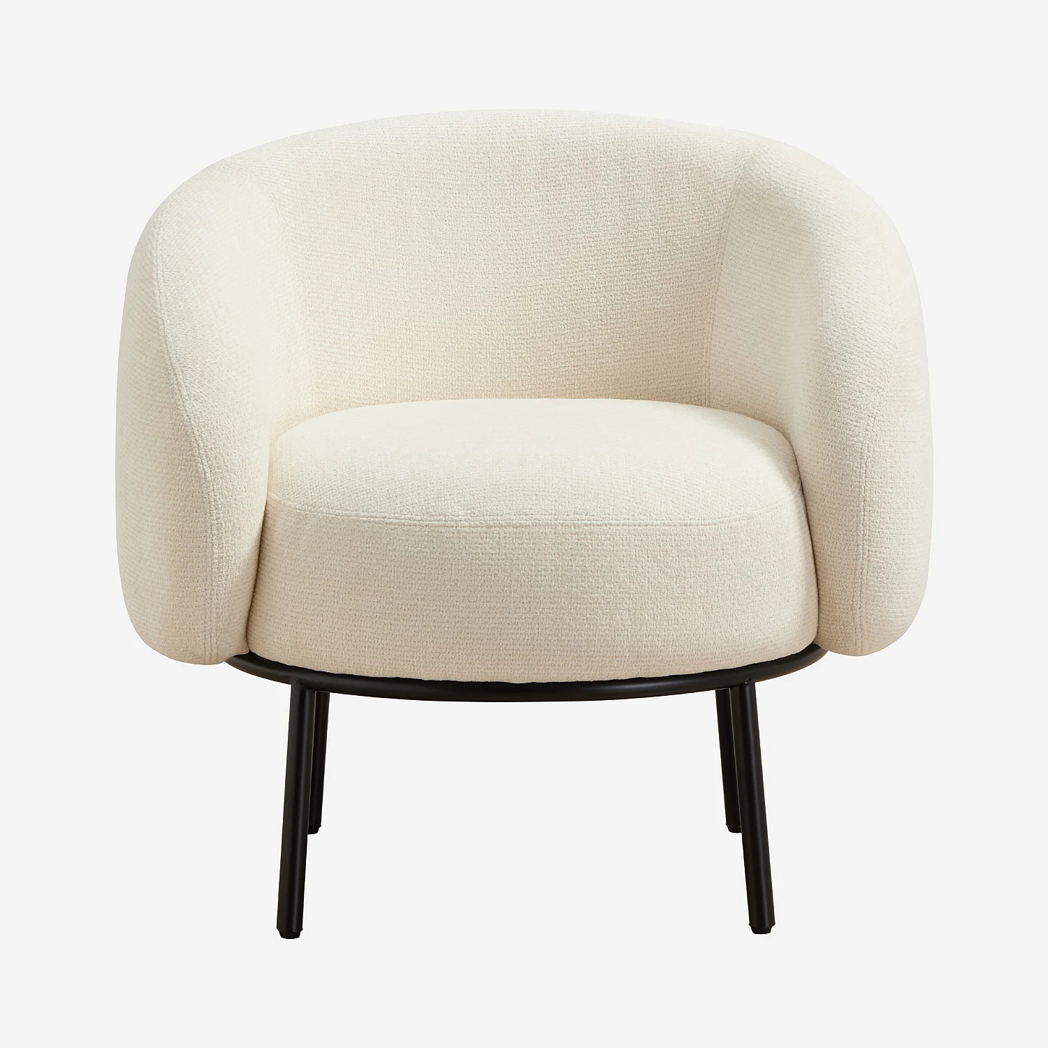 Fauteuil en tissu chenille et métal noir - Ivoire - Design by Adrien Carvès - 1