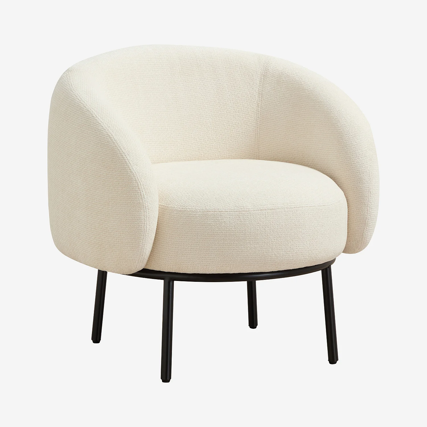 Fauteuil en tissu chenille et métal noir - Ivoire - Design by Adrien Carvès - 3