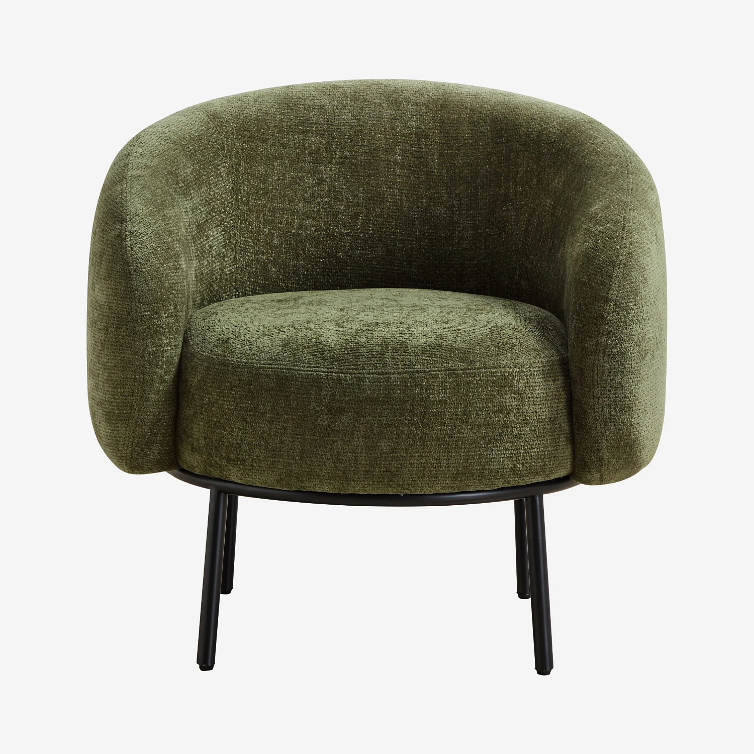 Fauteuil en tissu chenille et métal noir - Vert kaki - Design by Adrien Carvès - 1