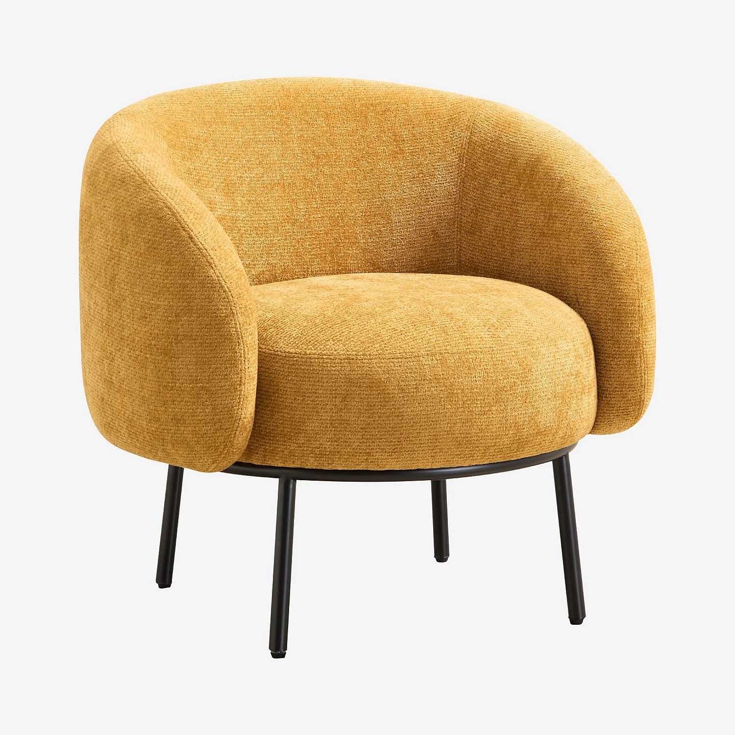 Fauteuil en tissu chenille et métal noir - Jaune ocre - Design by Adrien Carvès - 3