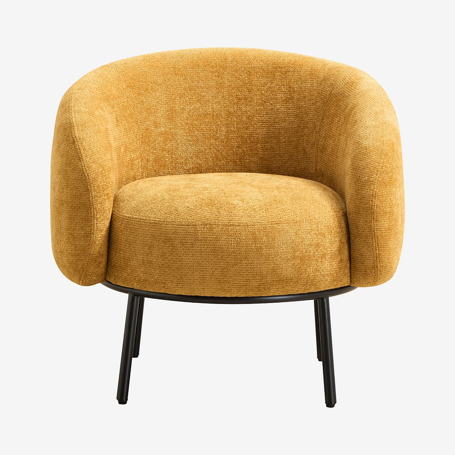 Fauteuil en tissu chenille et métal noir - Jaune ocre - Design by Adrien Carvès - 1