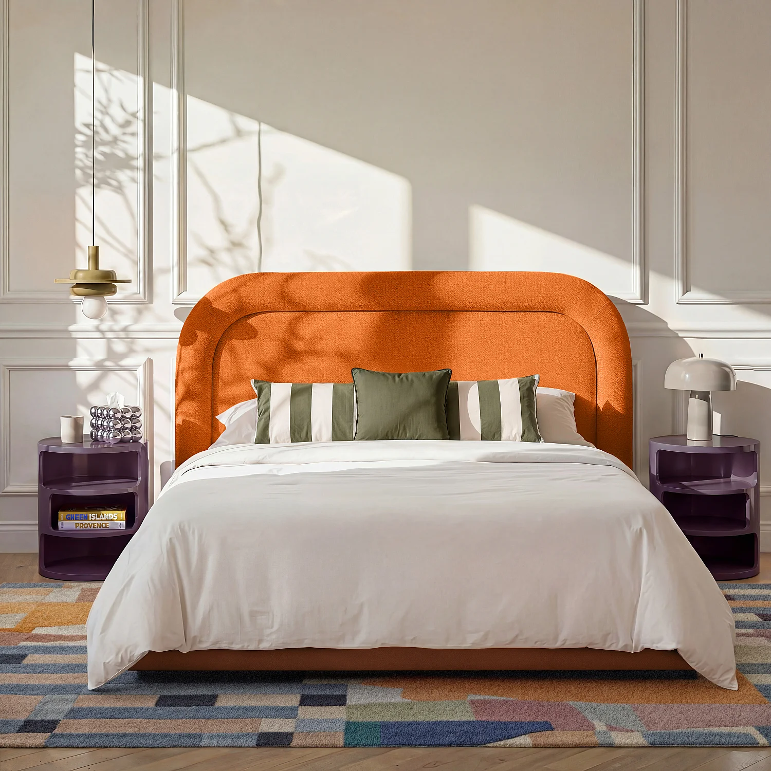 Testiera letto in tessuto chenille 206 x 108 cm - Arancione - Design by Céline Mognon Fichet - 3