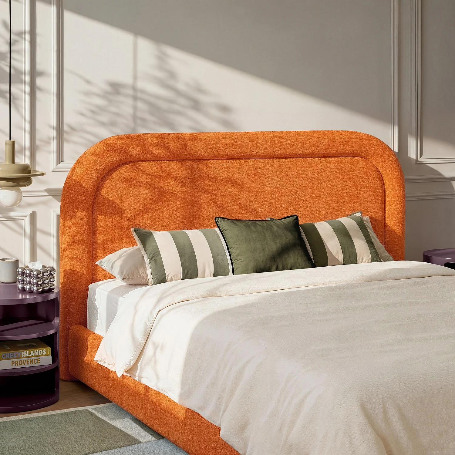 Testiera letto in tessuto chenille 206 x 108 cm - Arancione - Design by Céline Mognon Fichet - 1