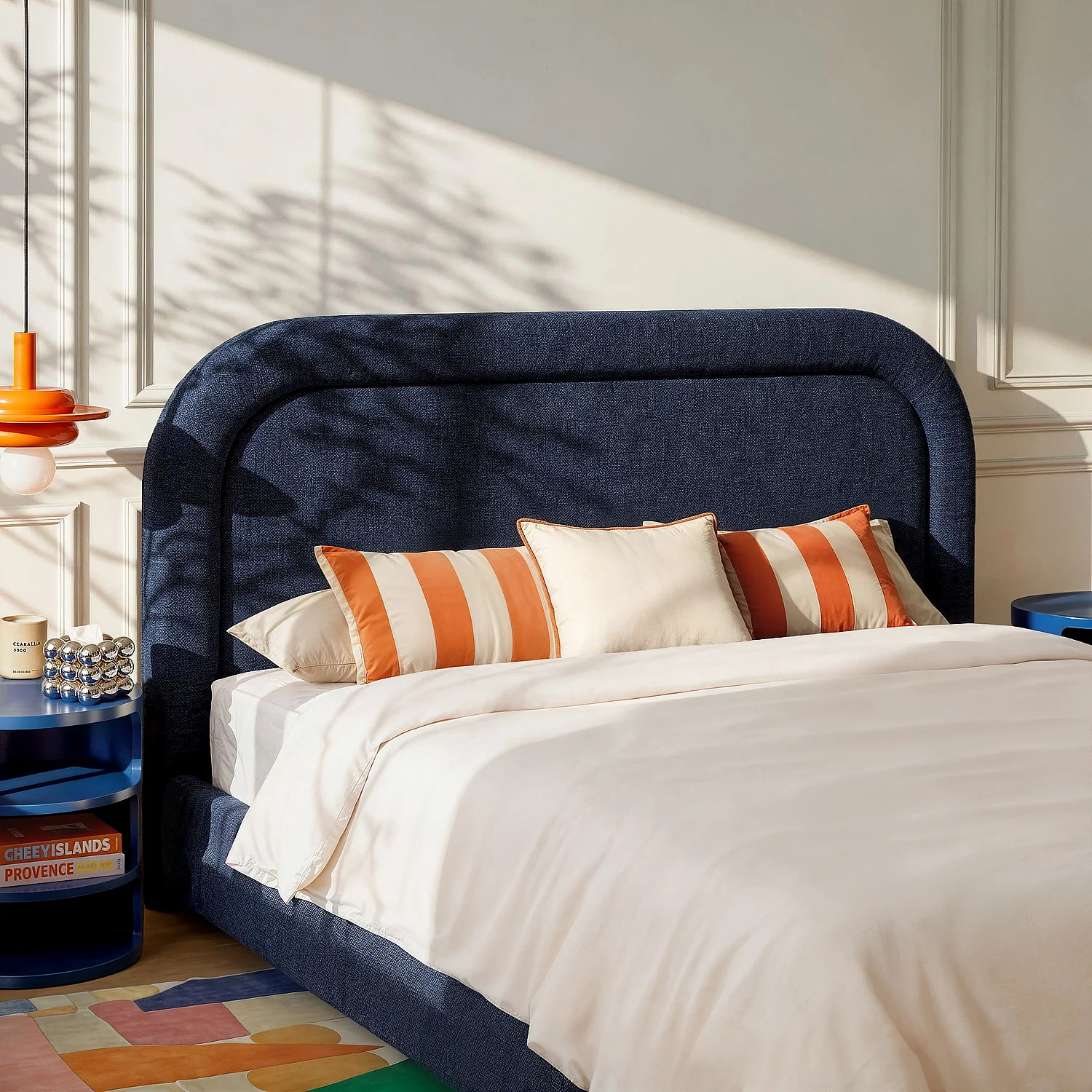 Hoofdbord van chenille stof 206 x 108 cm - Nachtblauw - Design by Céline Mognon Fichet - 3