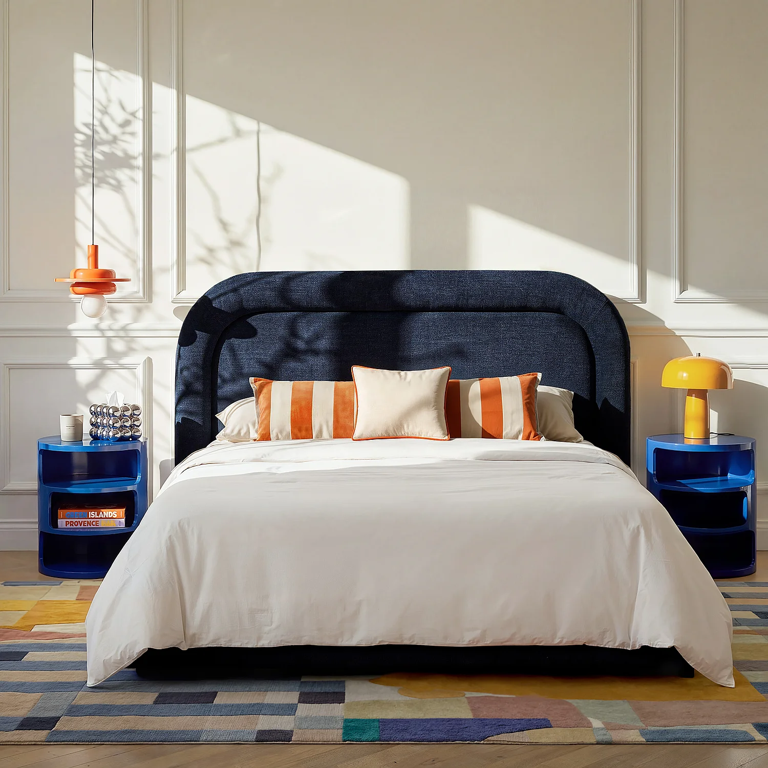 Hoofdbord van chenille stof 206 x 108 cm - Nachtblauw - Design by Céline Mognon Fichet - 1