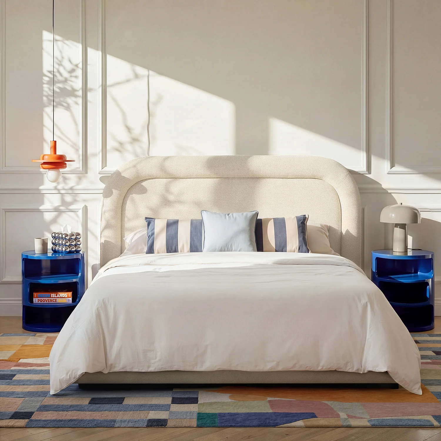 Testiera letto in tessuto chenille 206 x 108 cm - Crema - Design by Céline Mognon Fichet - 3