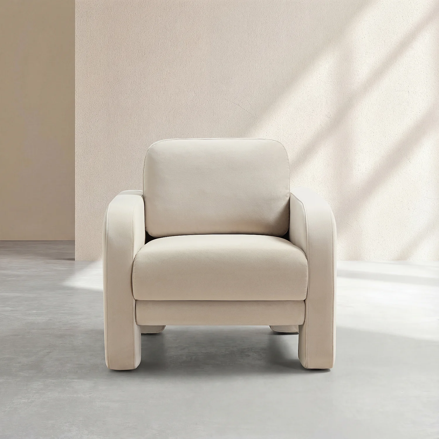 Sillón de terciopelo - Crema - 3